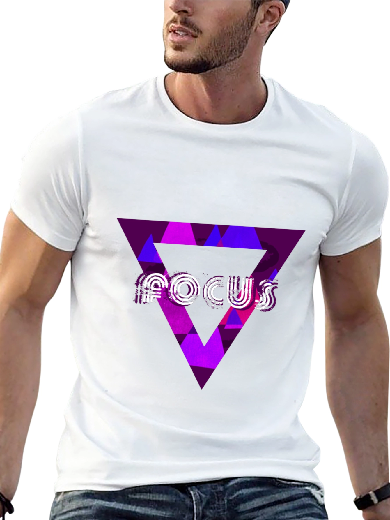 Focus Graphic Tee - Abstract Triangle Design