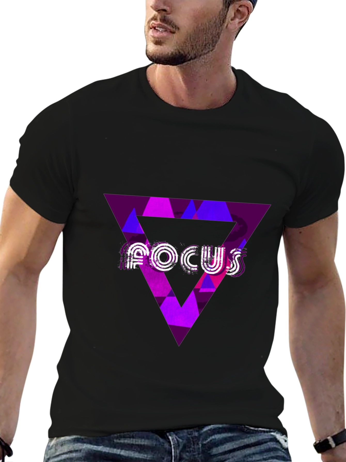 Focus Graphic Tee - Abstract Triangle Design