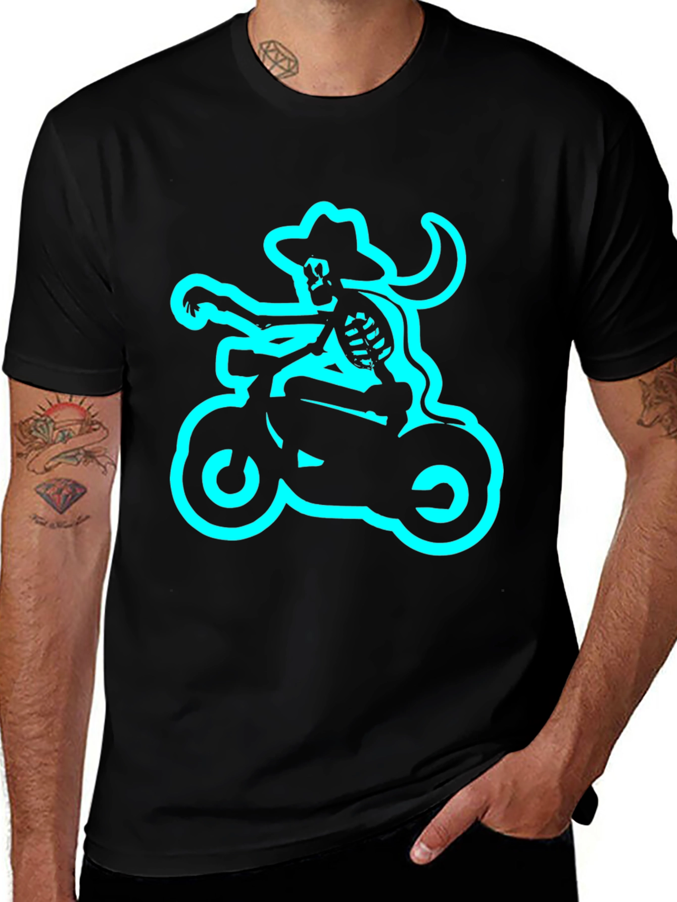 Skeleton Biker T-Shirt - Black Tee