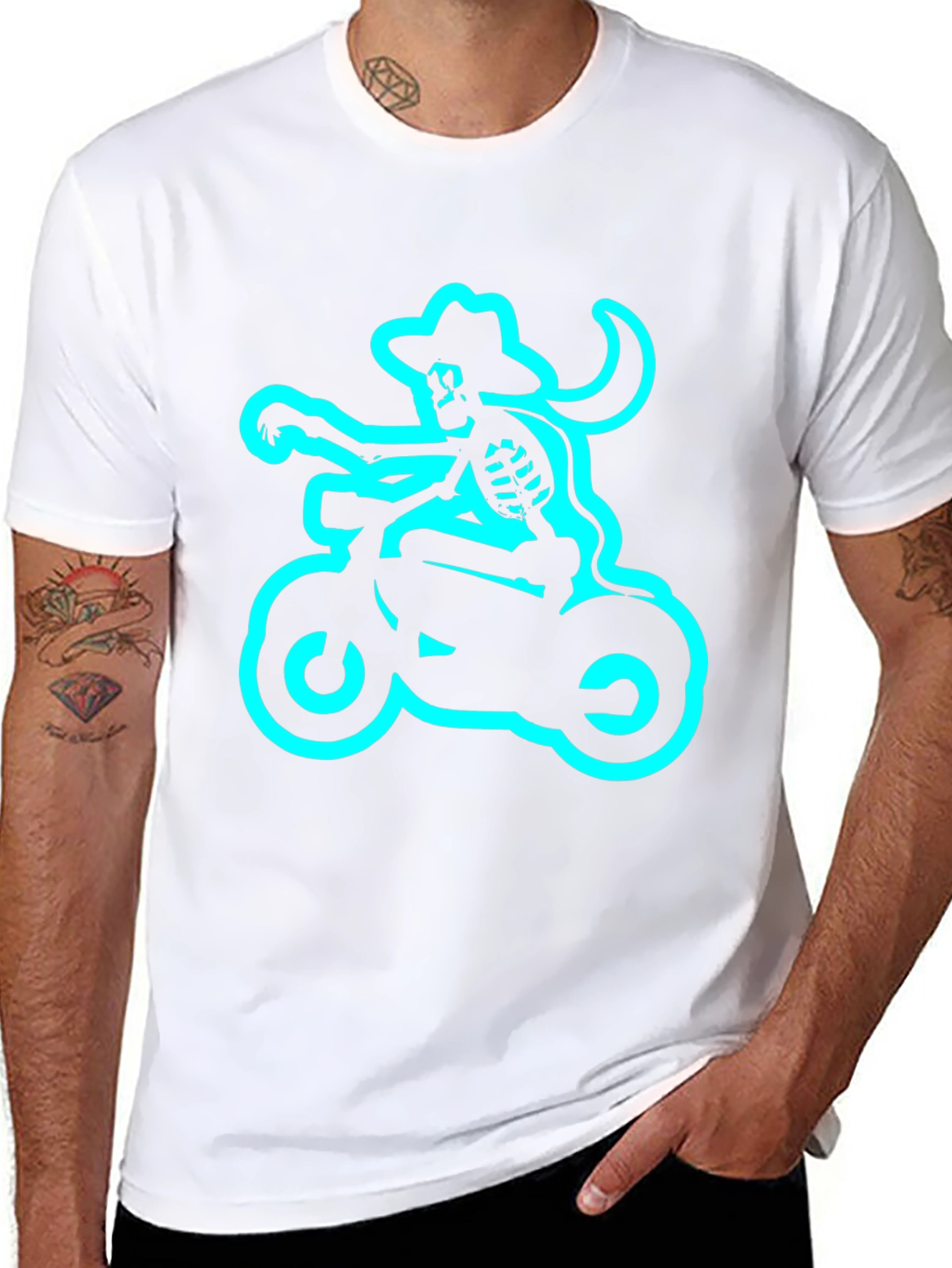 Skeleton Biker T-Shirt - Black Tee