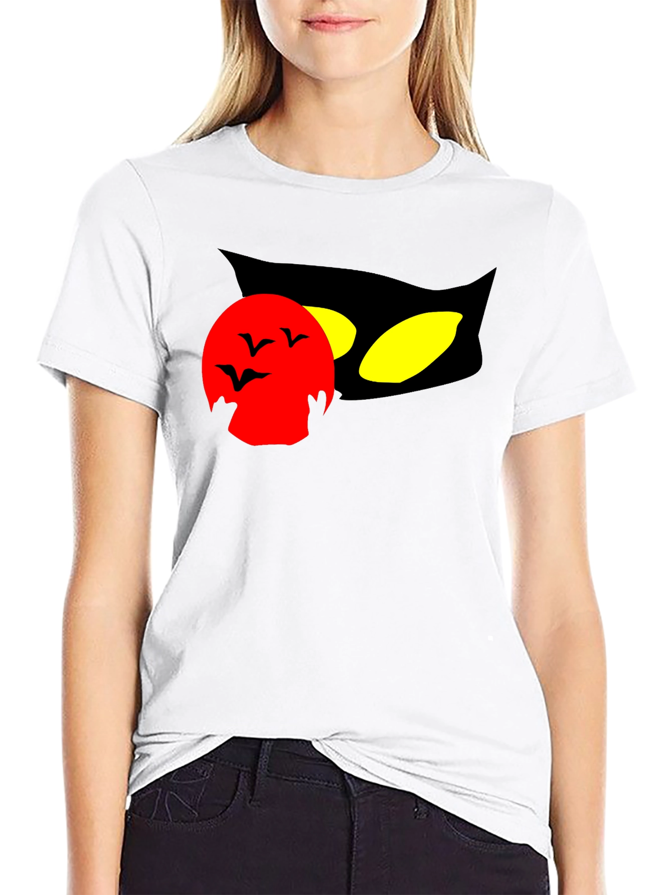 Halloween Cat Moon Black T-Shirt