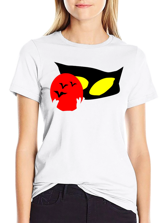 Halloween Cat Moon Black T-Shirt