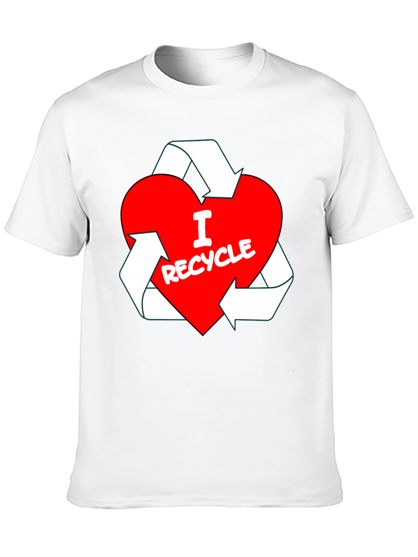 I Love Recycle Heart T-Shirt - Black Crew Neck