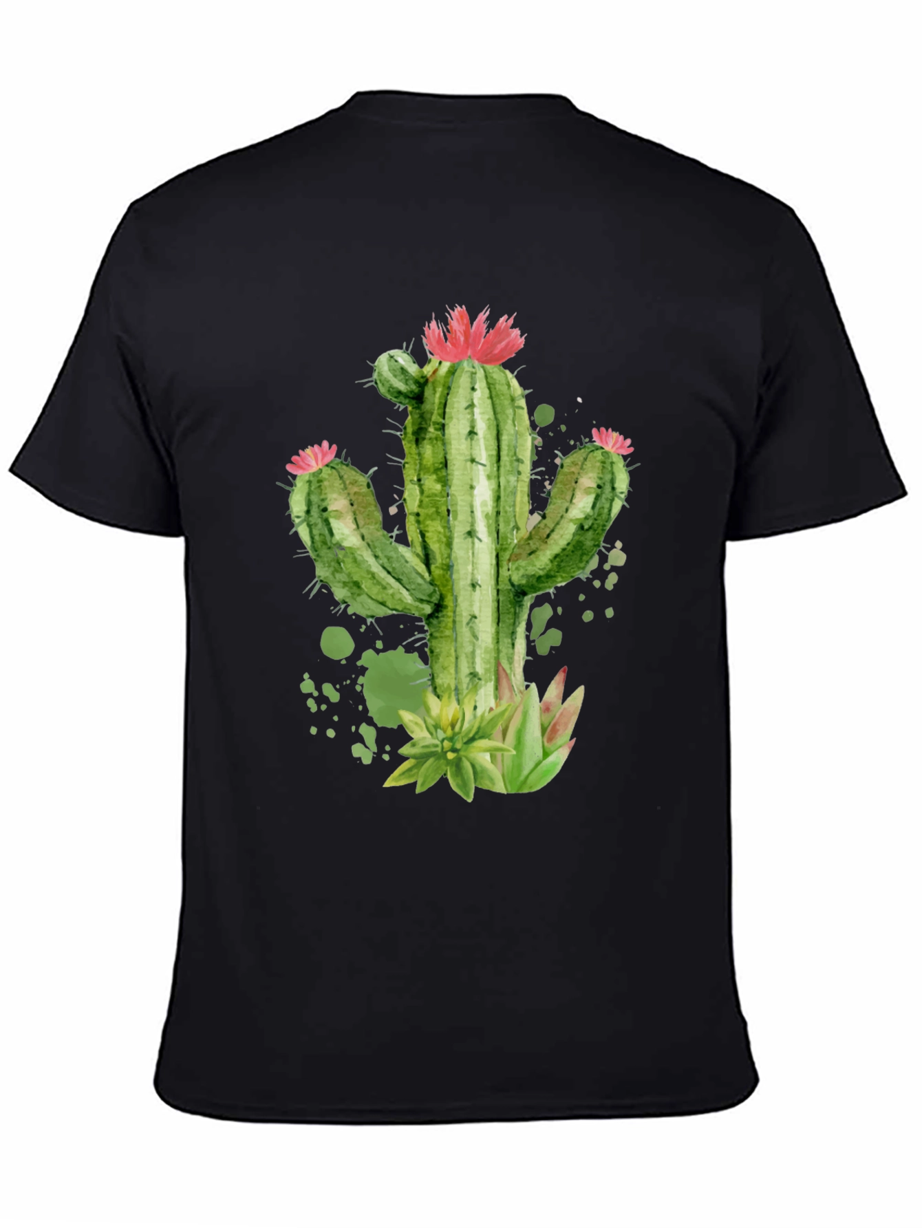 Cactus Graphic Print Black T-Shirt