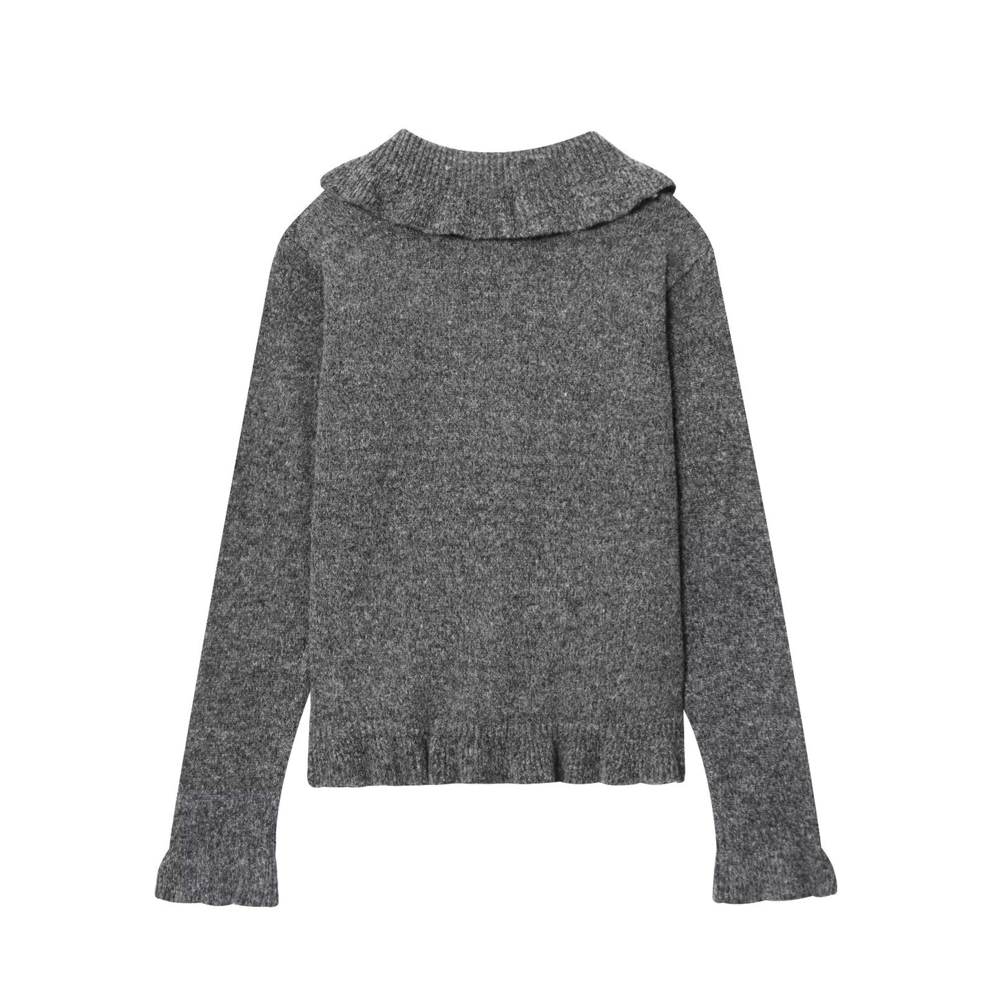 Doll collar single breasted knitted cardigan jacket for women