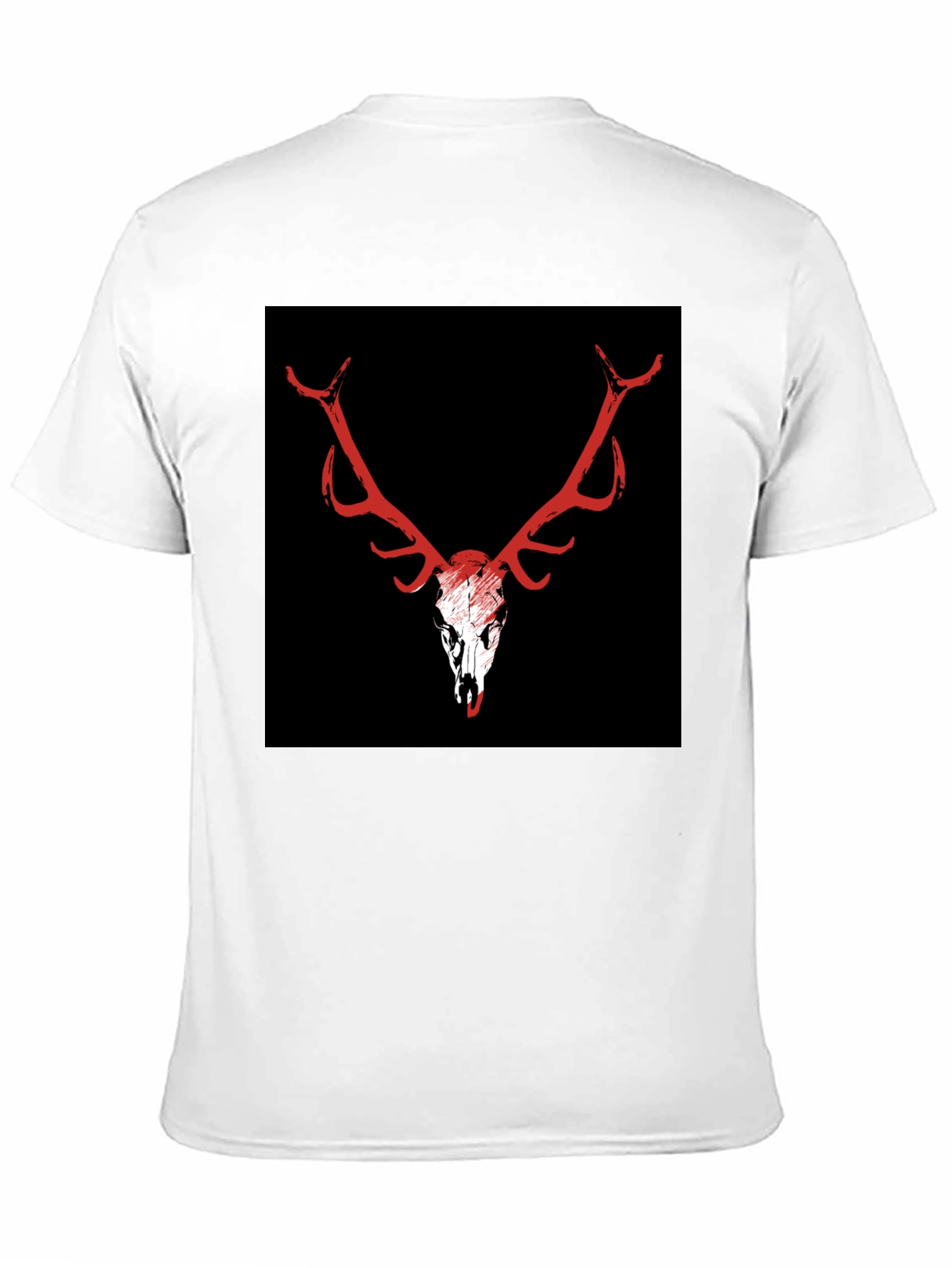 Black T-Shirt with Deer Skull Graphic