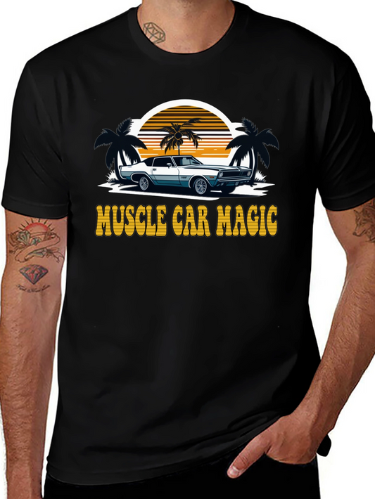 Muscle Car Magic Tee - Vintage Sunset Design