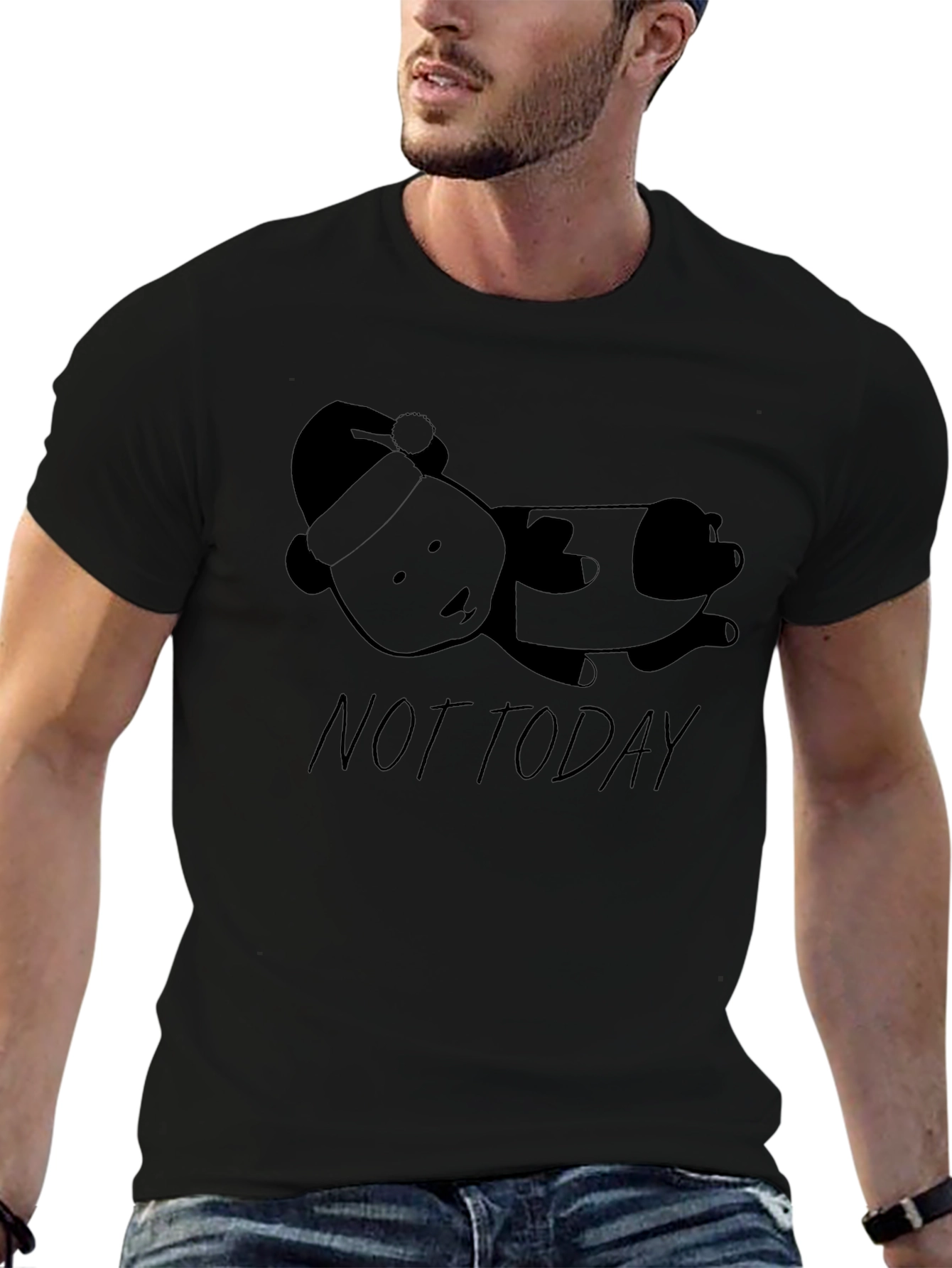 Not Today Lazy Panda Graphic Tee - Relaxed Fit