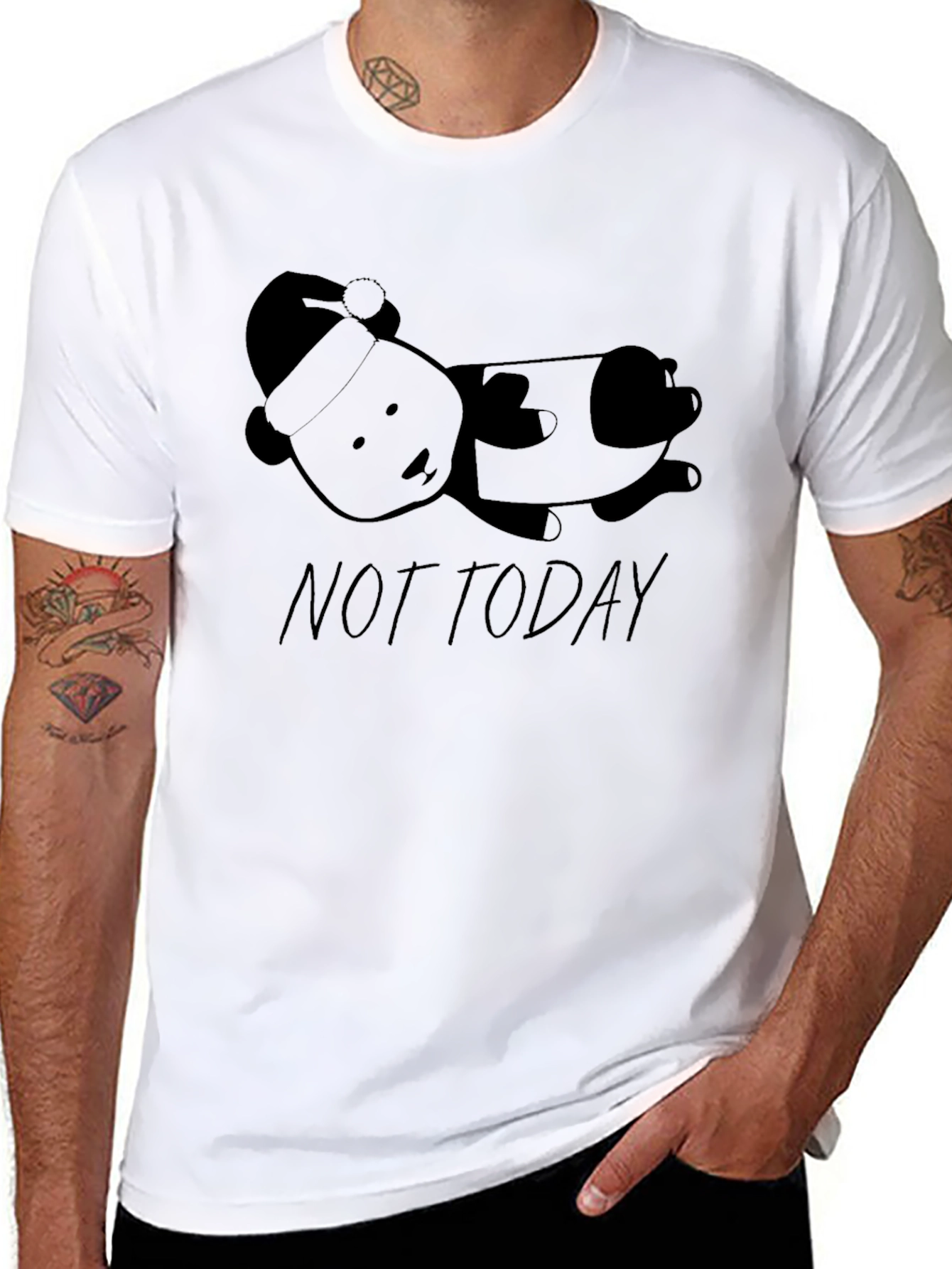 Not Today Lazy Panda Graphic Tee - Relaxed Fit