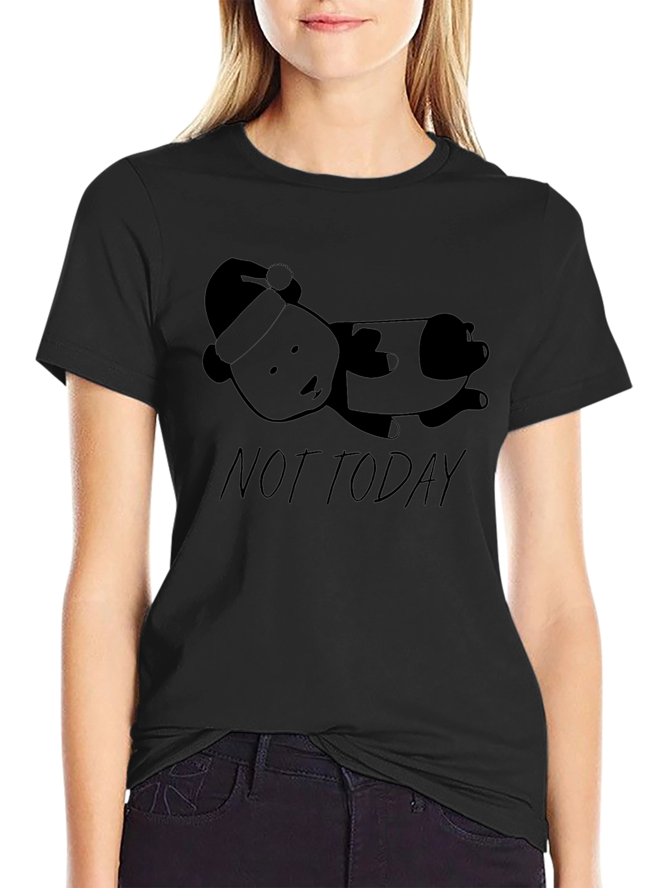 Not Today Lazy Panda Graphic Tee - Relaxed Fit