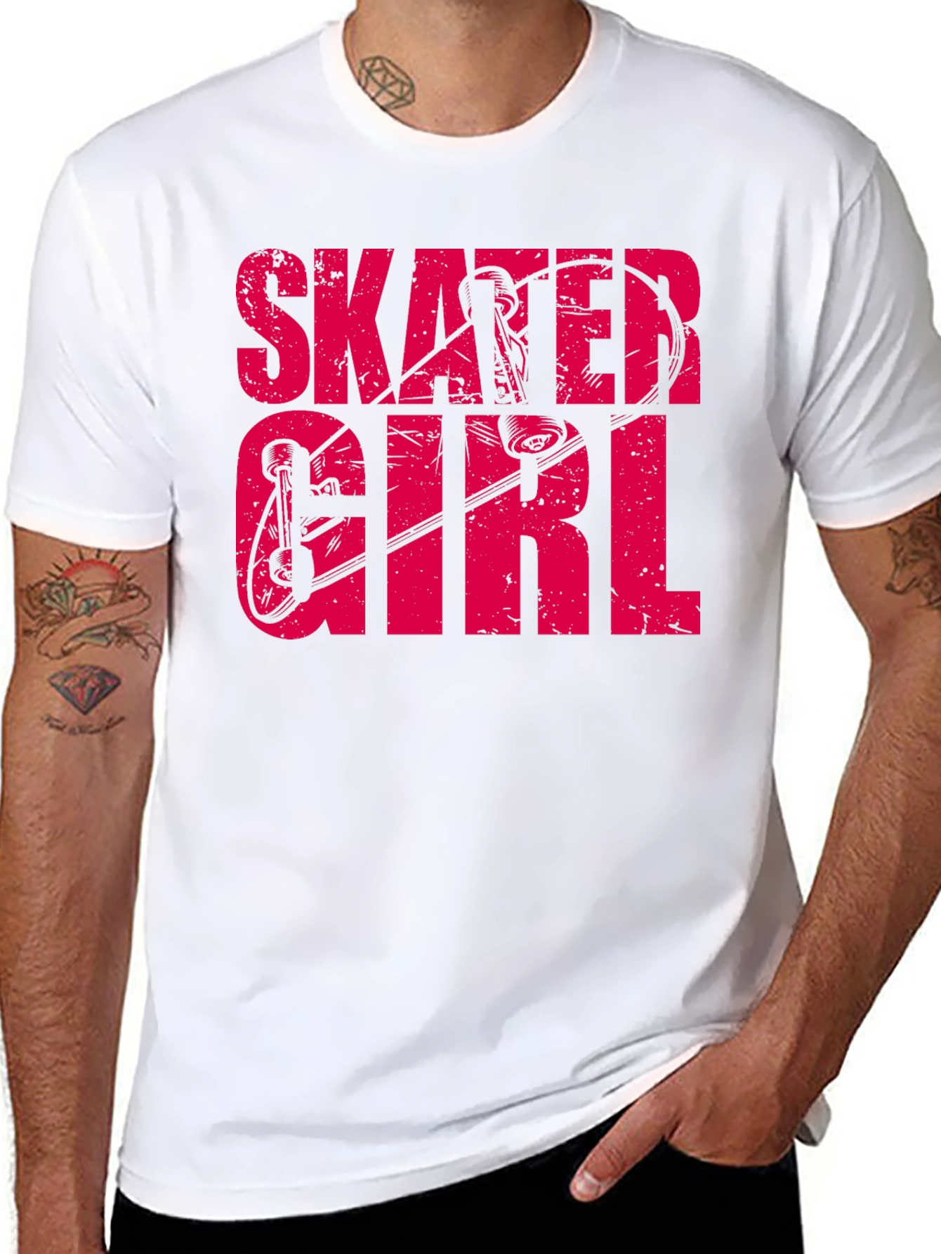 Skater Girl Graphic Tee - Black Cotton T-Shirt