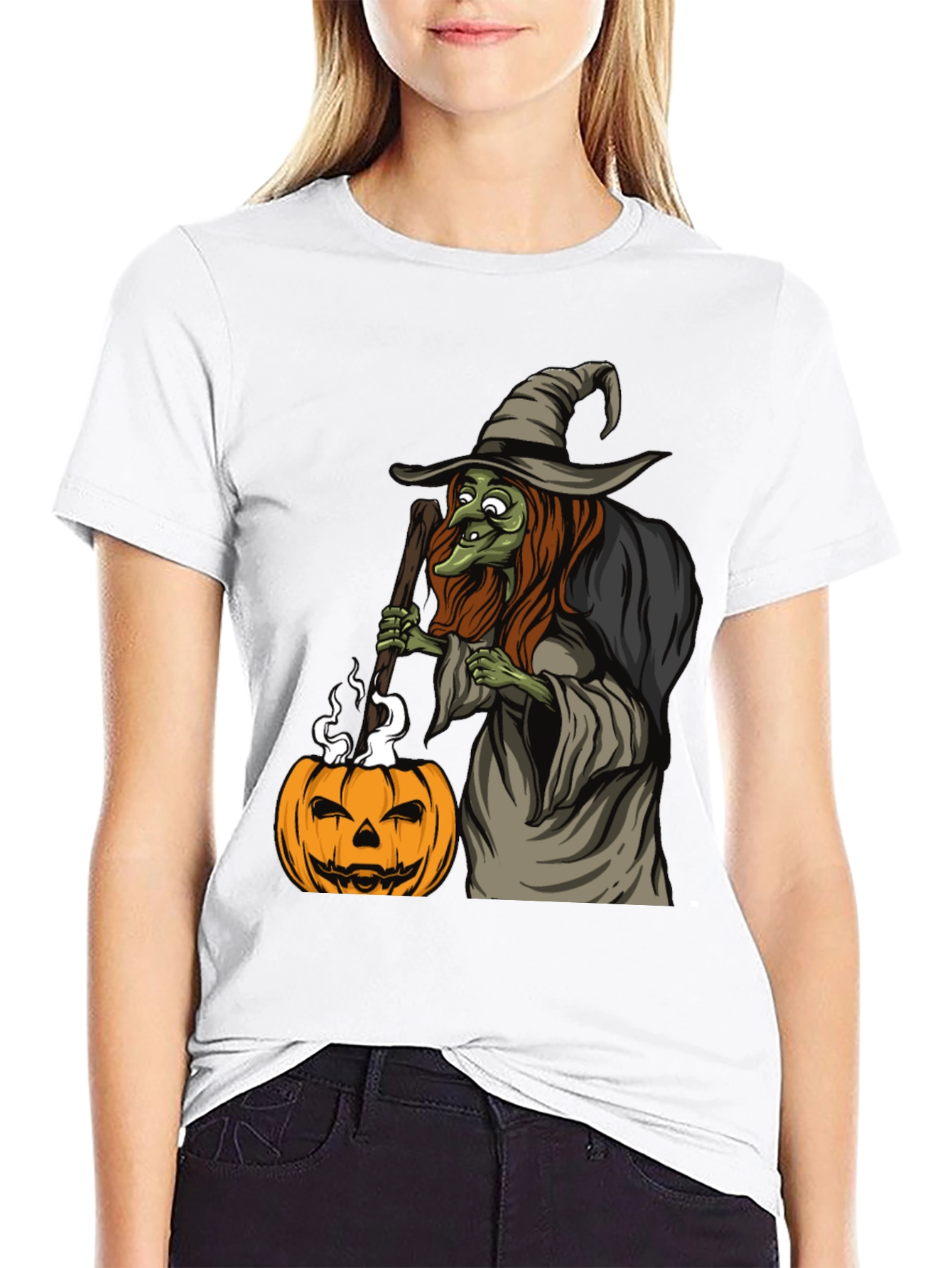Witch Pumpkin Halloween Graphic Tee