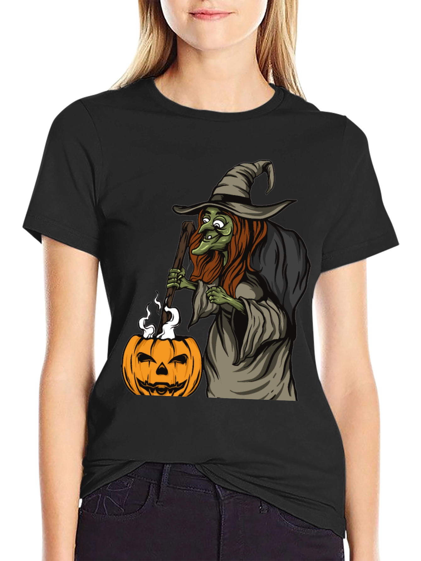 Witch Pumpkin Halloween Graphic Tee
