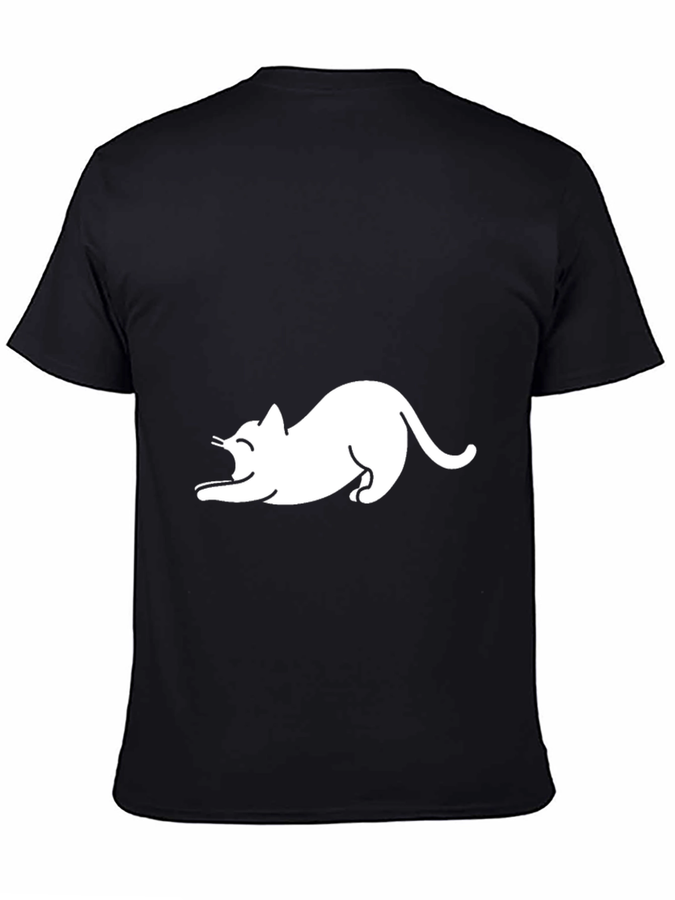 Black T-Shirt with White Cat Graphic