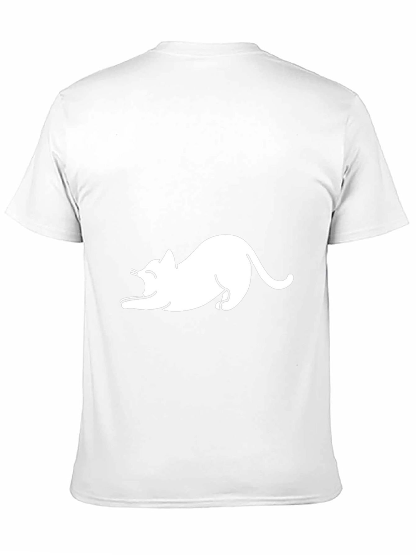 Black T-Shirt with White Cat Graphic