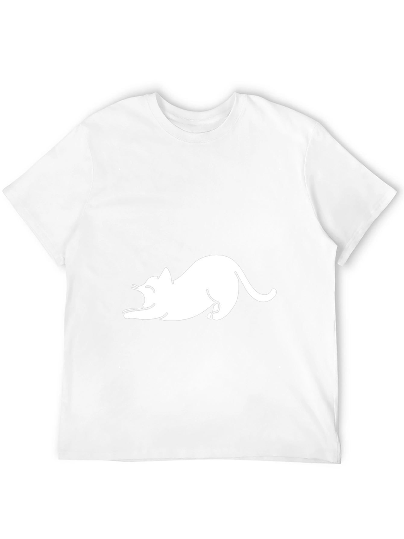 Black T-Shirt with White Cat Graphic