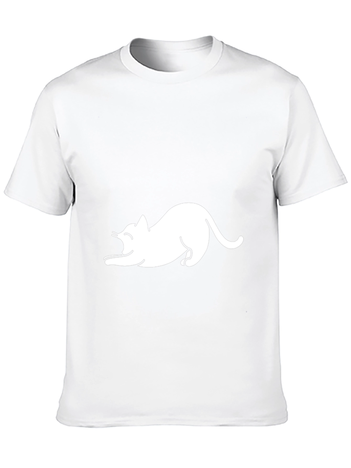 Black T-Shirt with White Cat Graphic