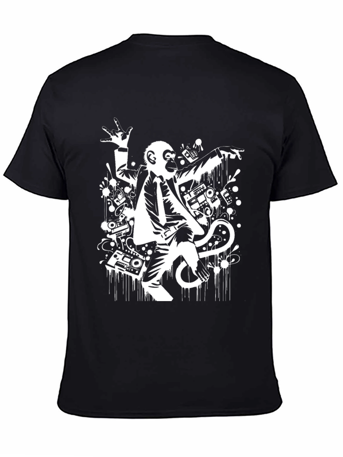 Monkey DJ Graphic Tee - Stylish Black T-Shirt
