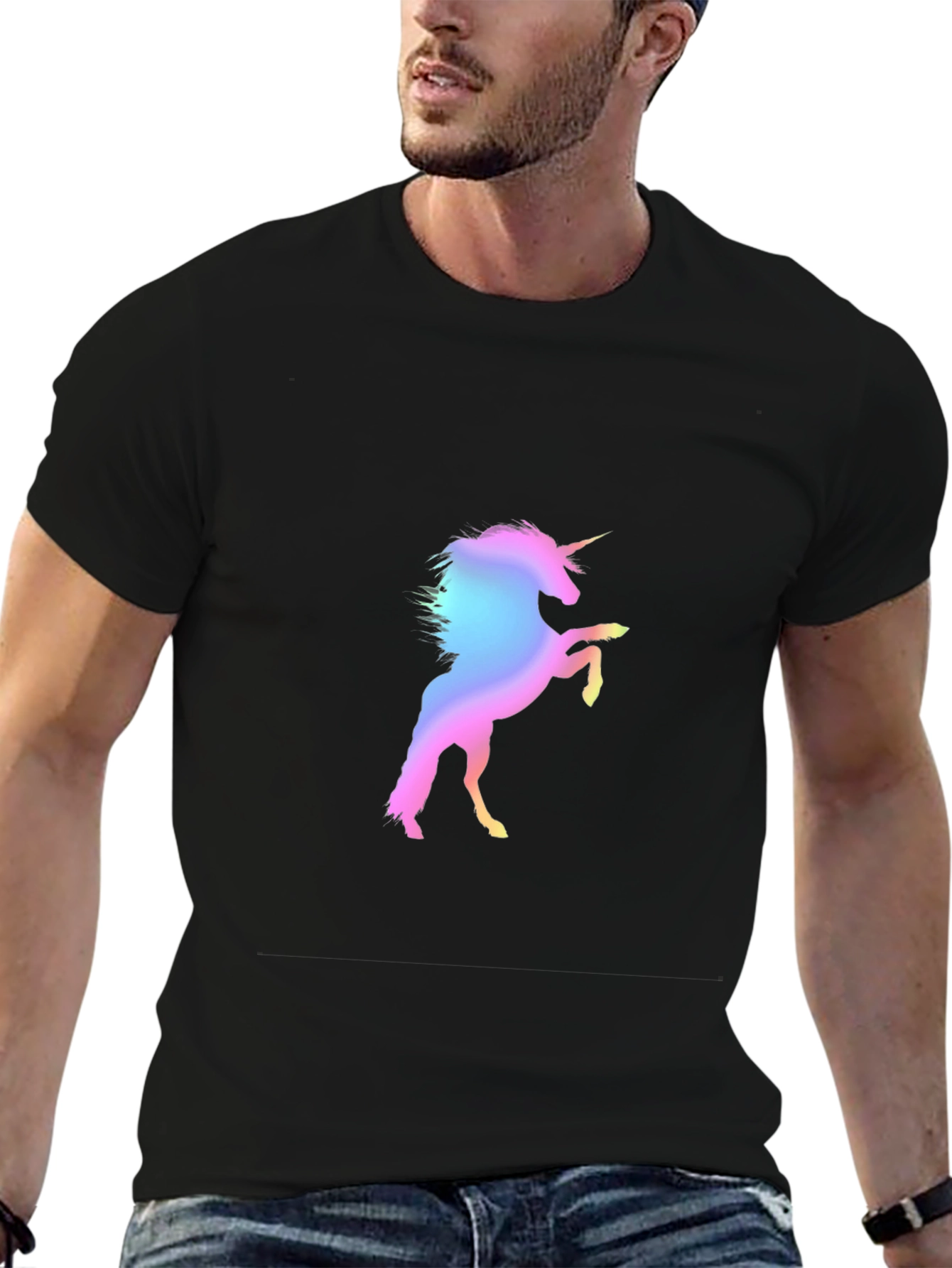 Unicorn Graphic Print Black T-Shirt