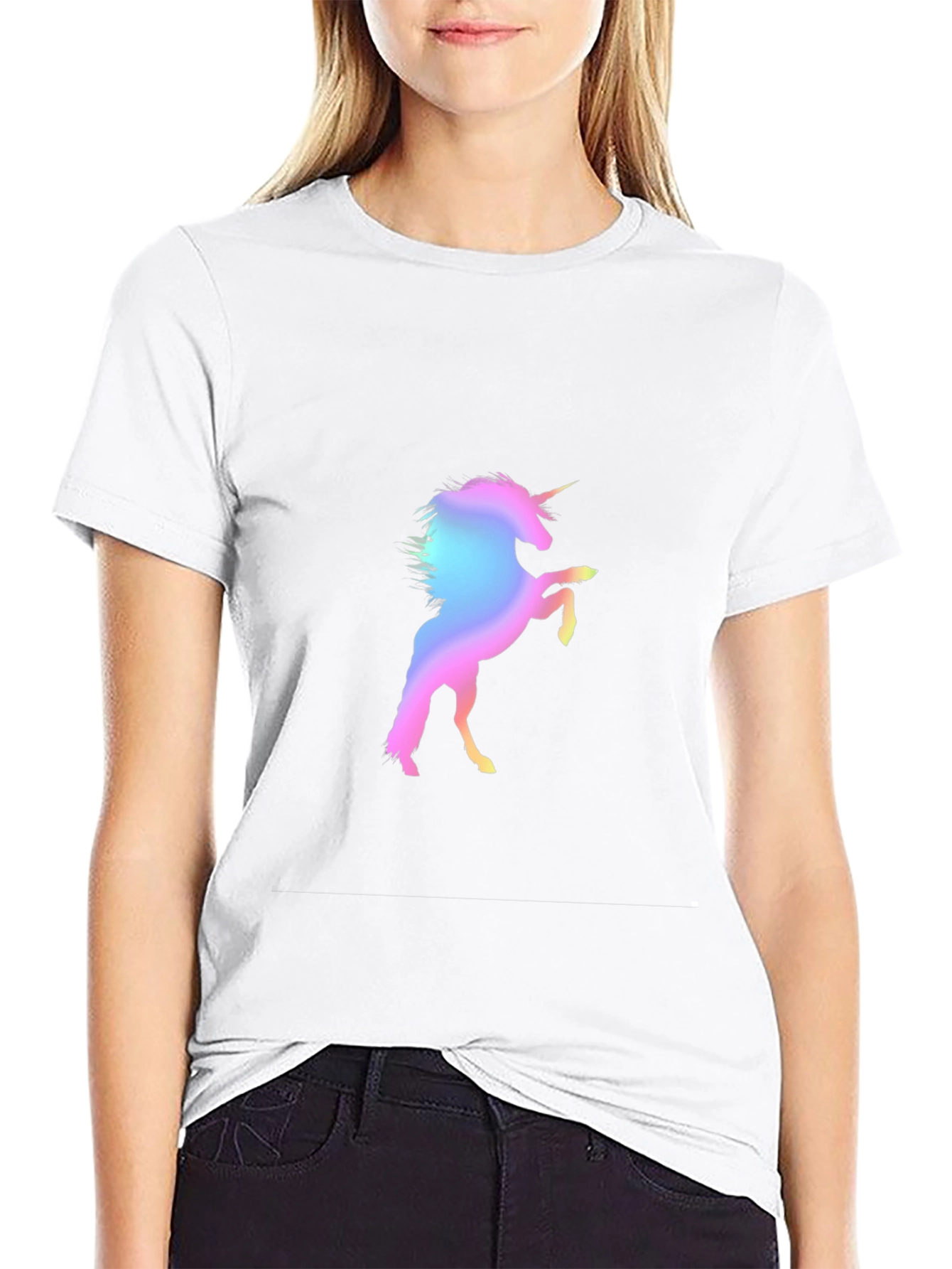 Unicorn Graphic Print Black T-Shirt
