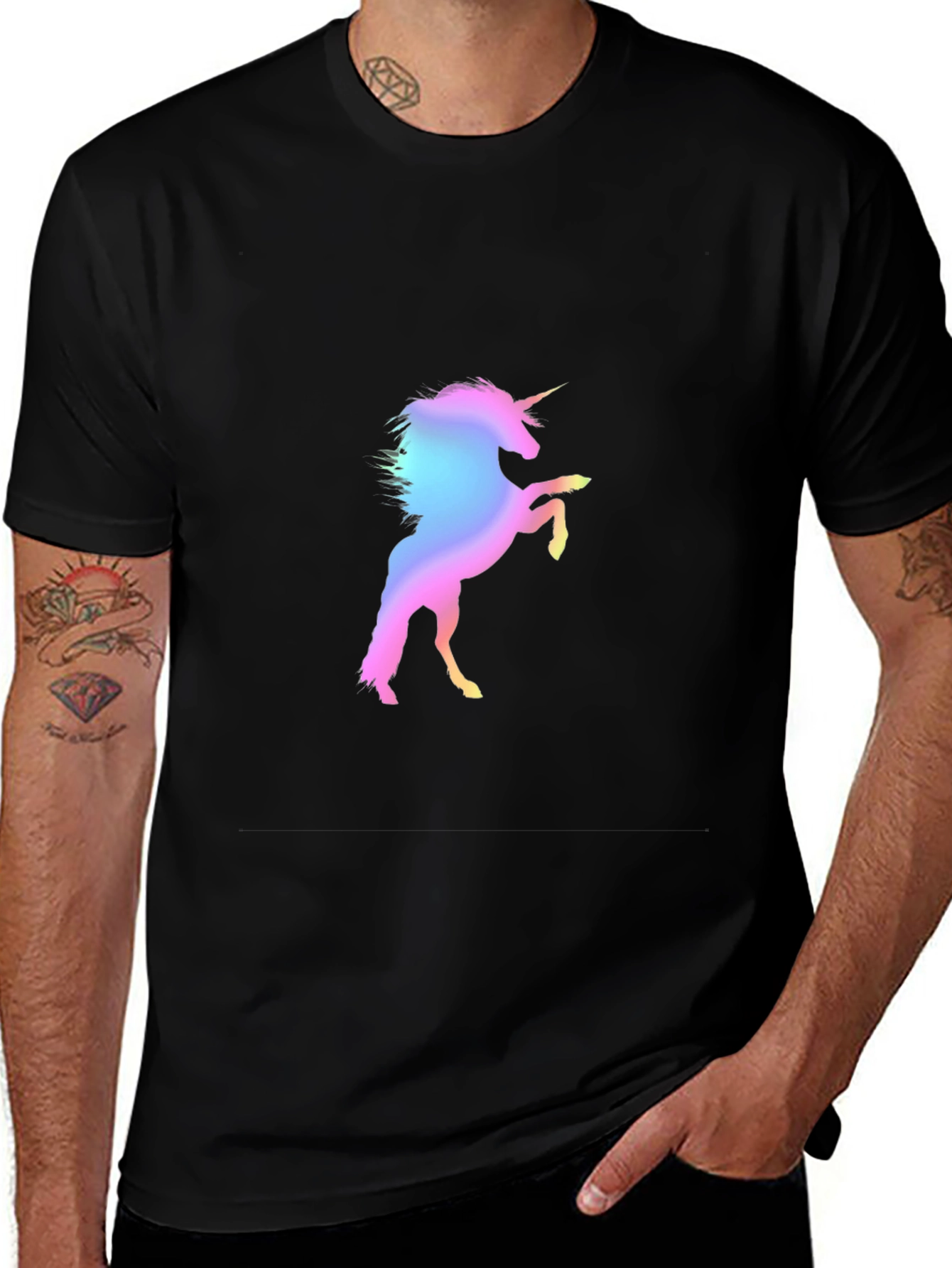 Unicorn Graphic Print Black T-Shirt