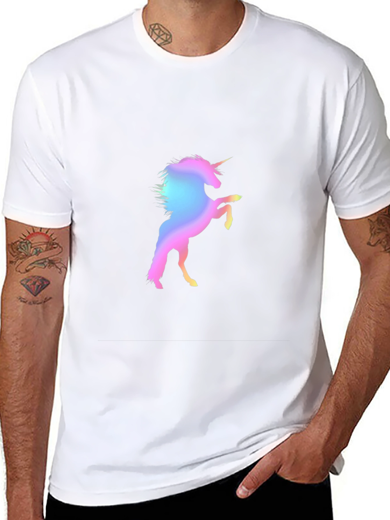 Unicorn Graphic Print Black T-Shirt