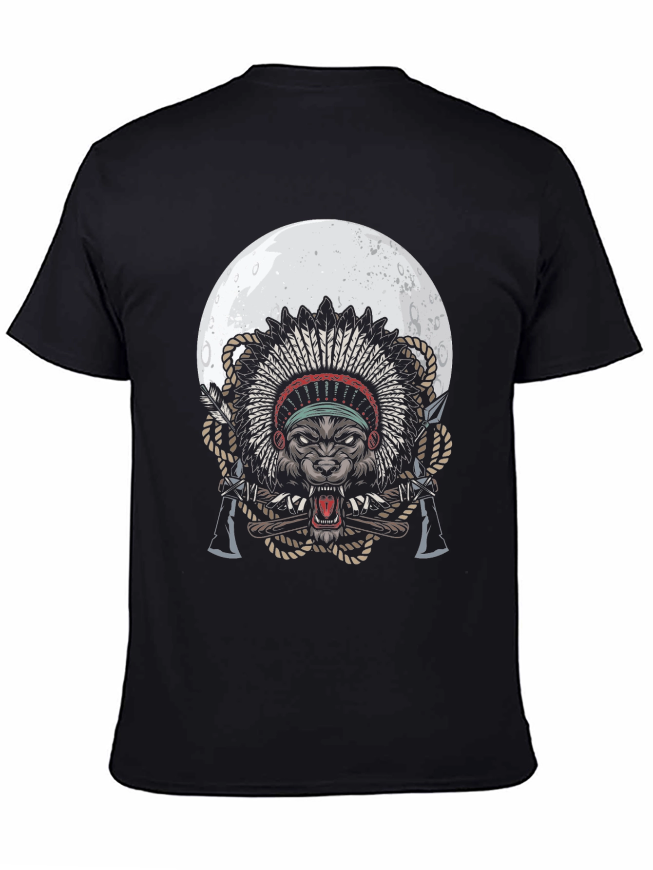 Wolf Chief T-Shirt - Native American Style Moon Design