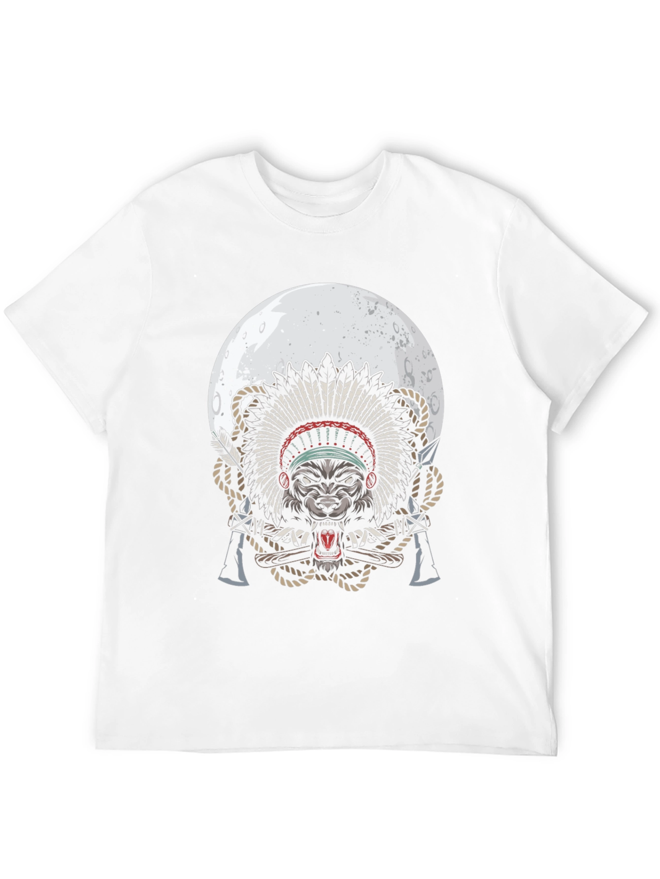 Wolf Chief T-Shirt - Native American Style Moon Design