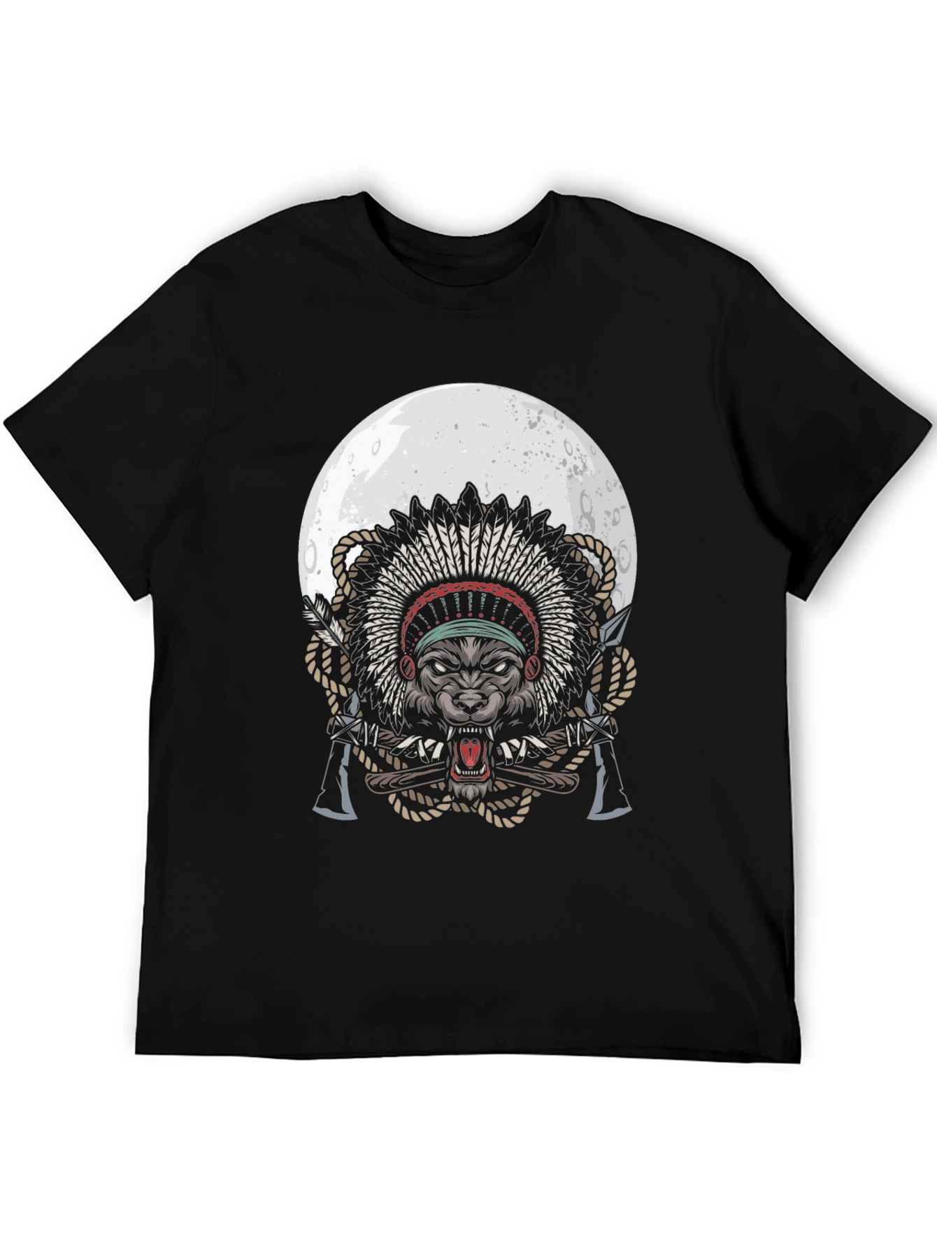 Wolf Chief T-Shirt - Native American Style Moon Design