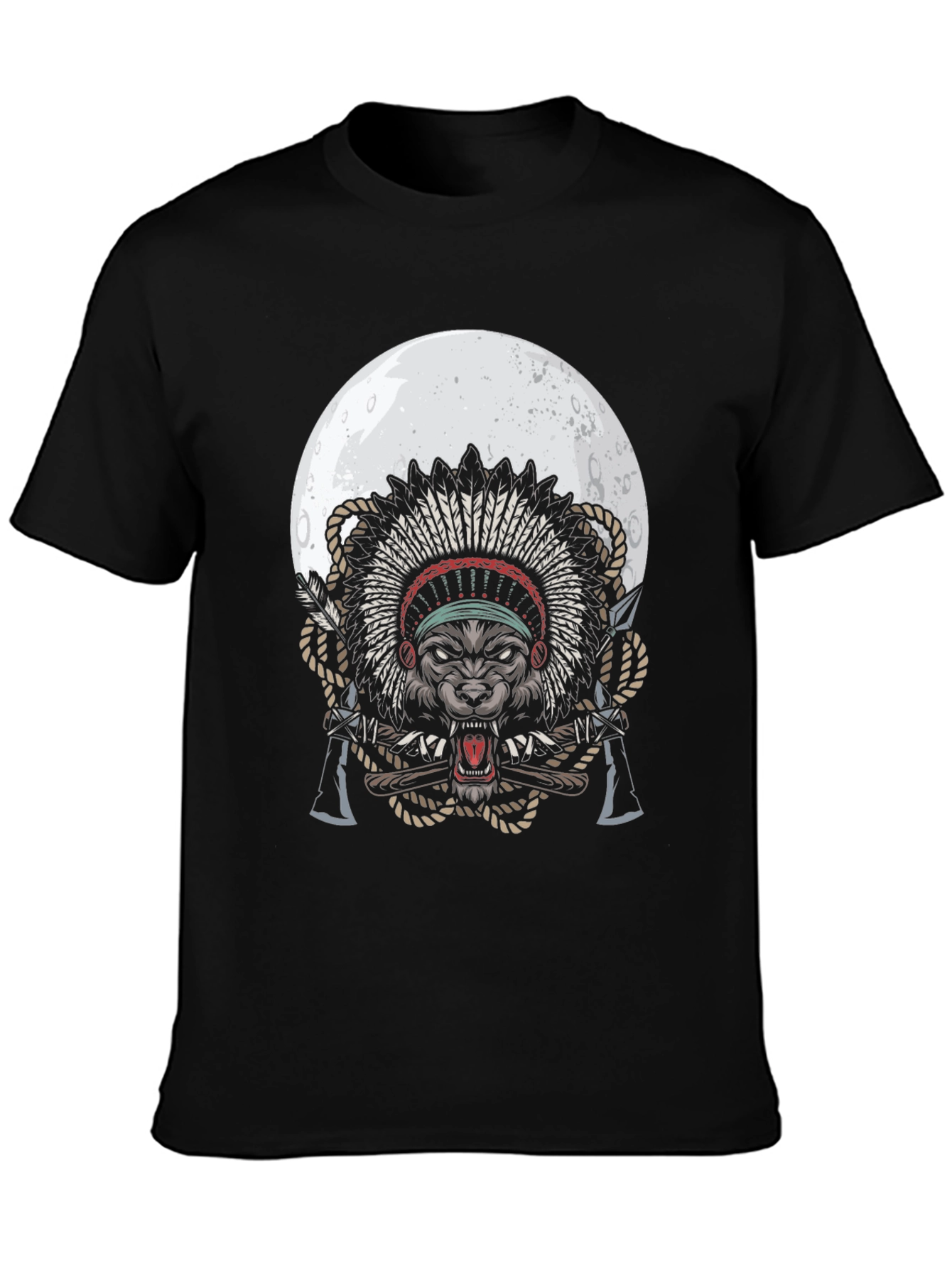 Wolf Chief T-Shirt - Native American Style Moon Design