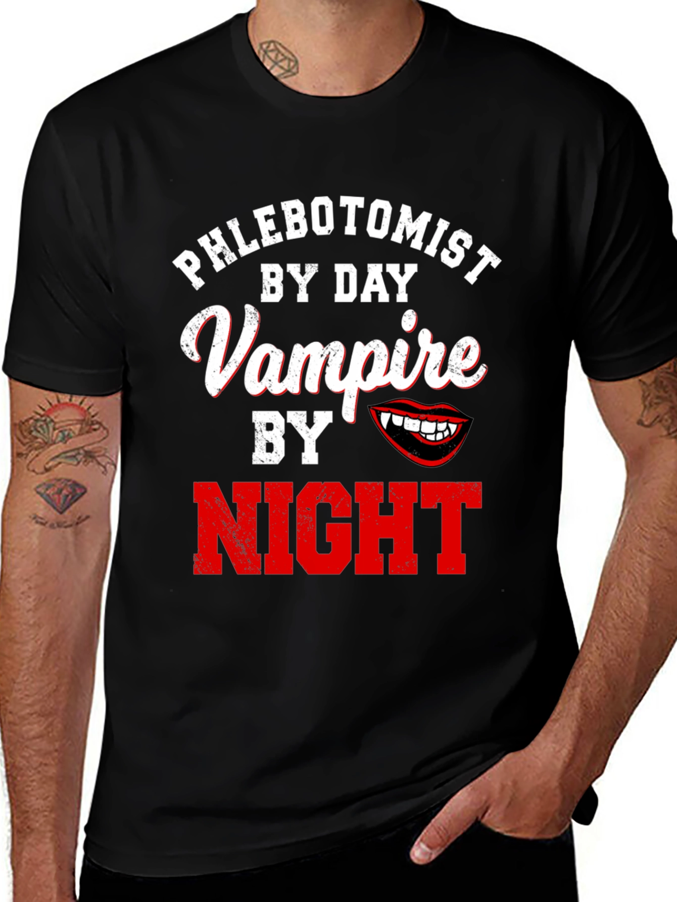 Phlebotomist By Day Vampire By Night Black T-Shirt