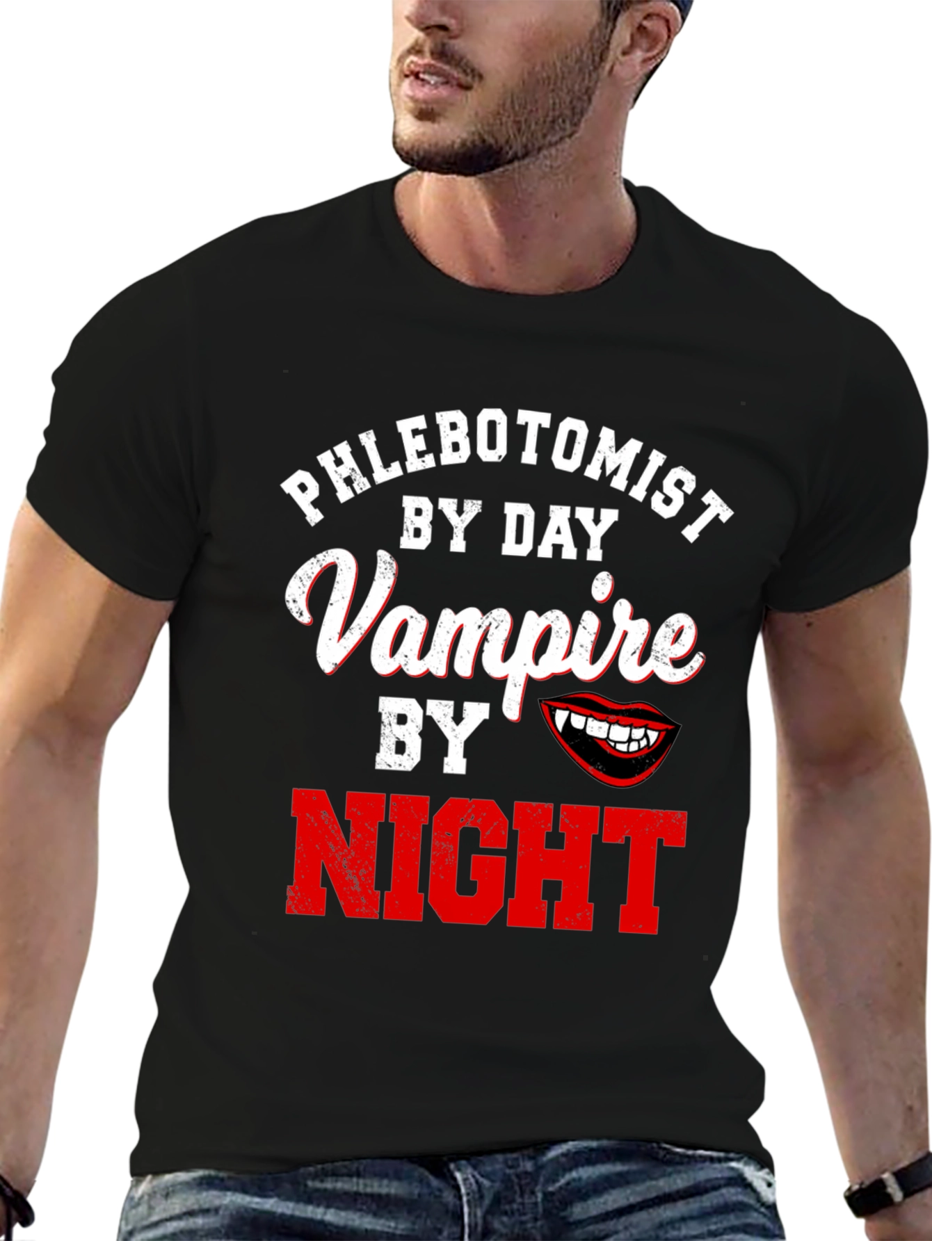 Phlebotomist By Day Vampire By Night Black T-Shirt