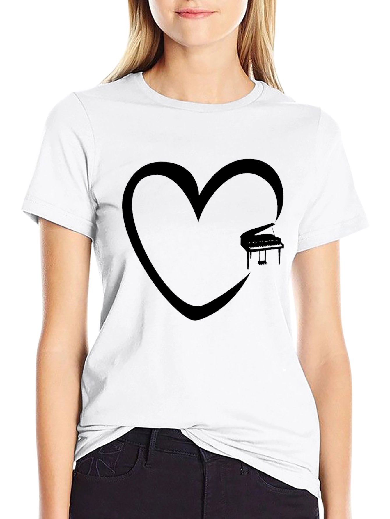 Piano Heart Graphic Tee - Music Lover Shirt