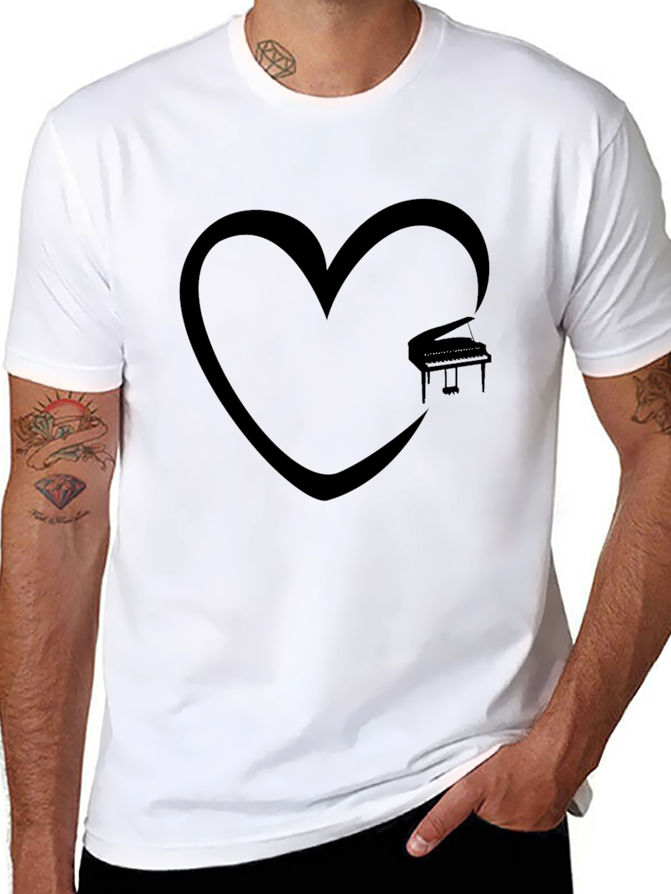 Piano Heart Graphic Tee - Music Lover Shirt