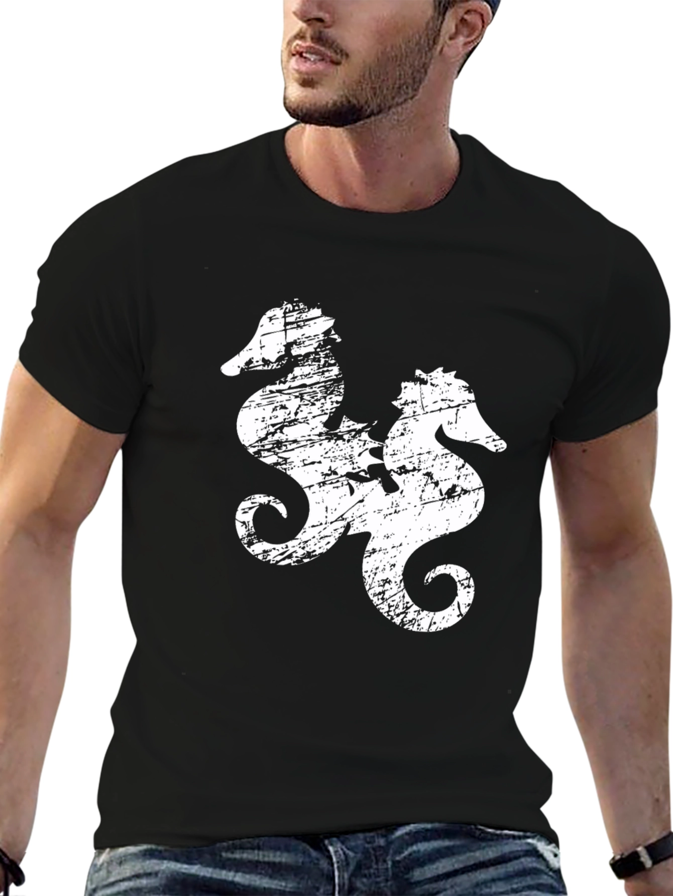 Distressed Seahorse Graphic Tee