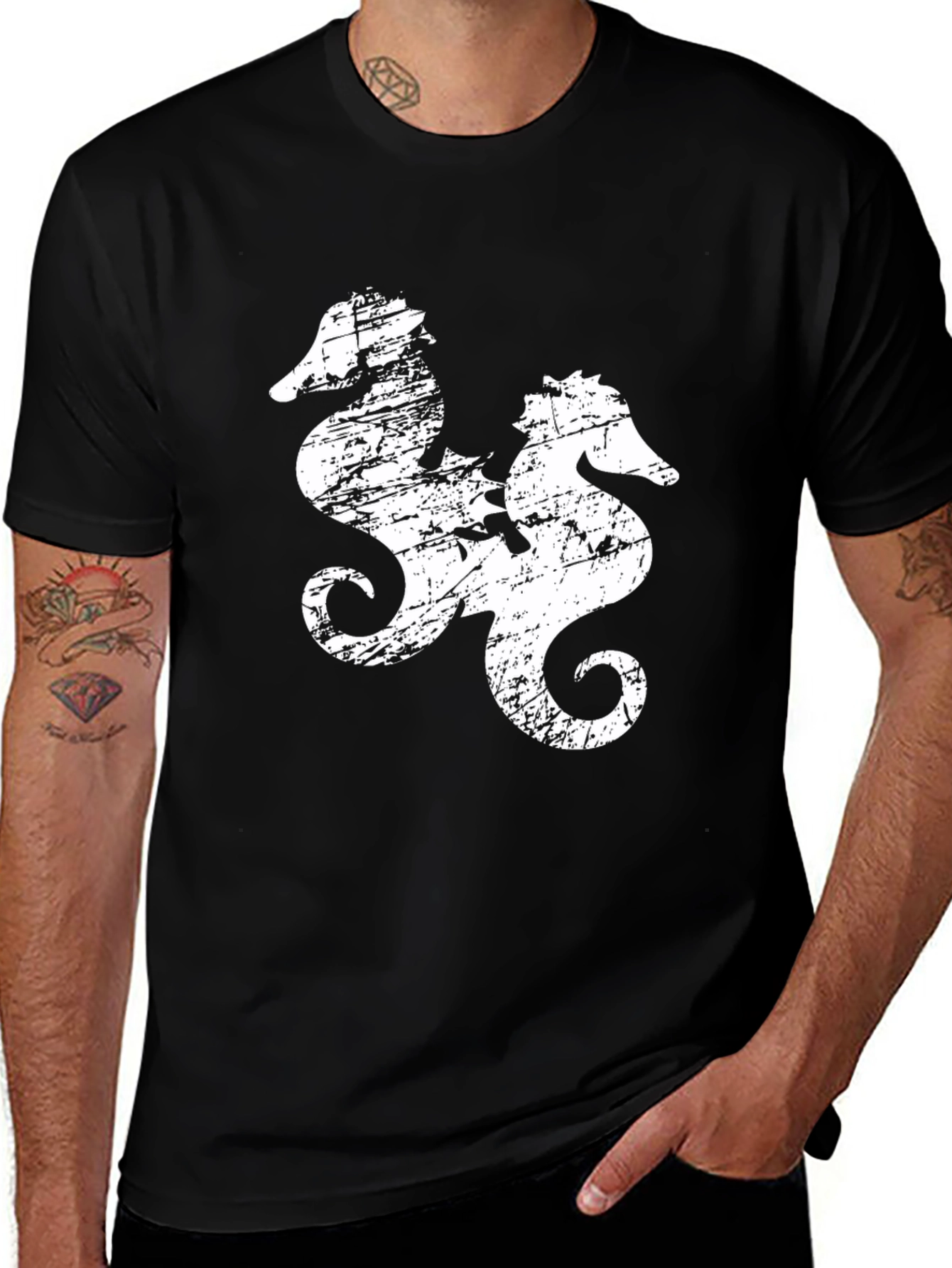 Distressed Seahorse Graphic Tee