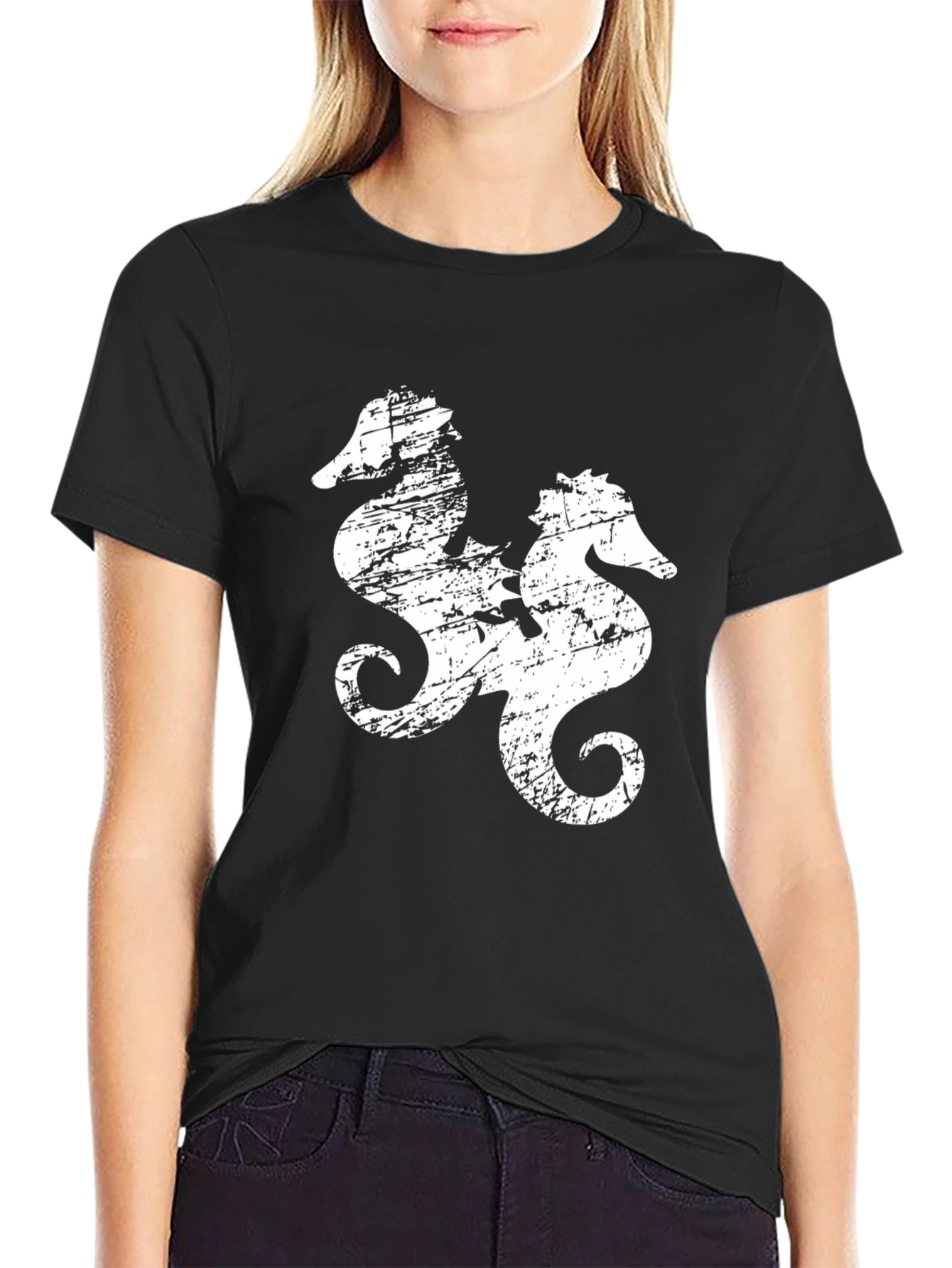 Distressed Seahorse Graphic Tee