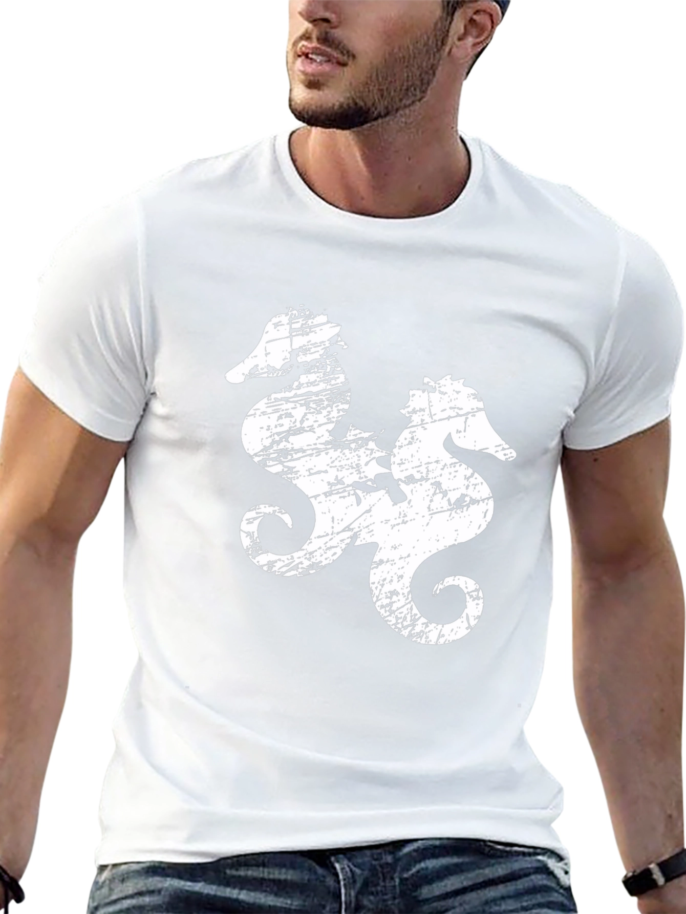 Distressed Seahorse Graphic Tee