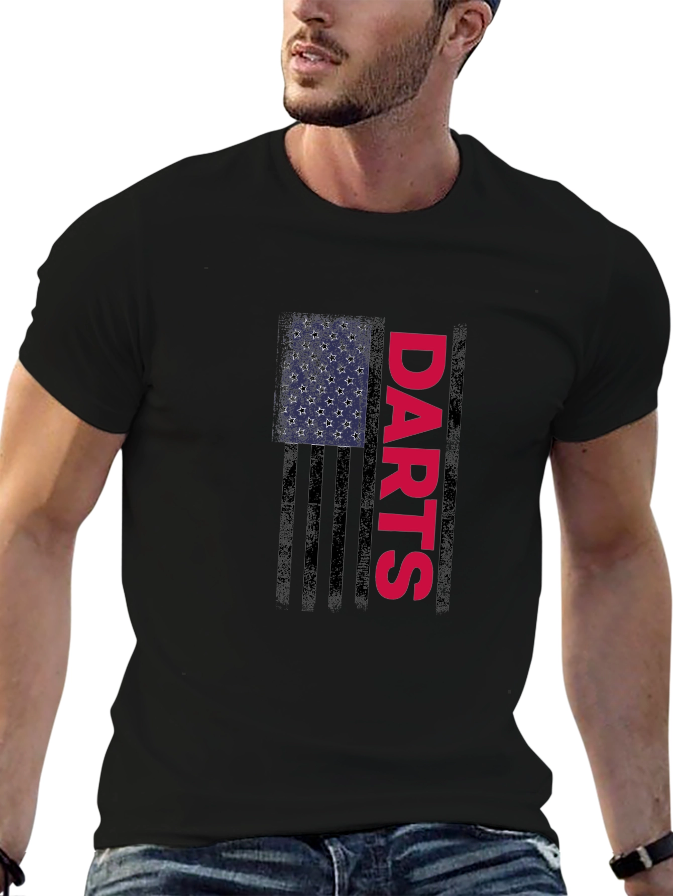 Darts American Flag Graphic T-Shirt - Black