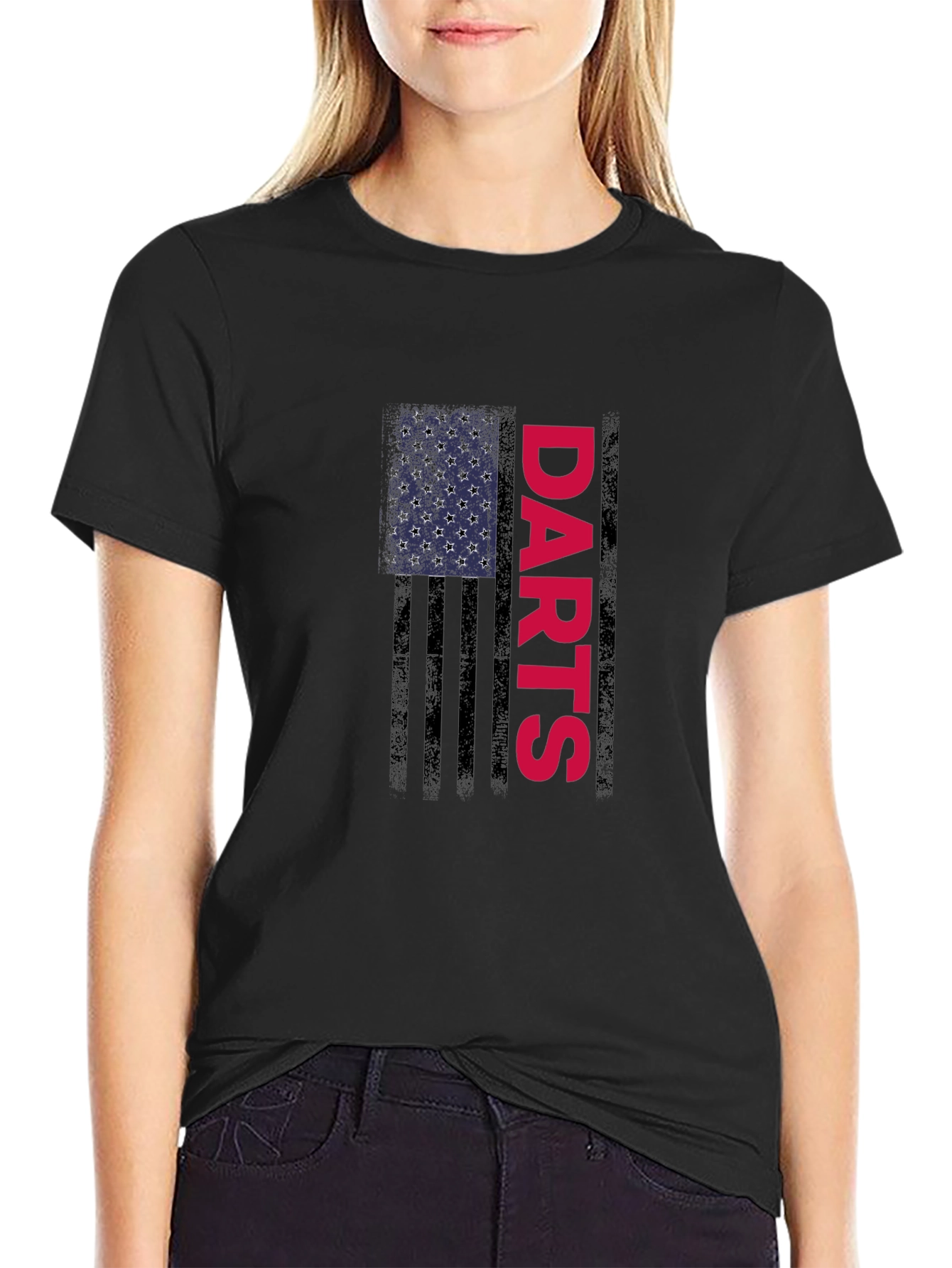 Darts American Flag Graphic T-Shirt - Black