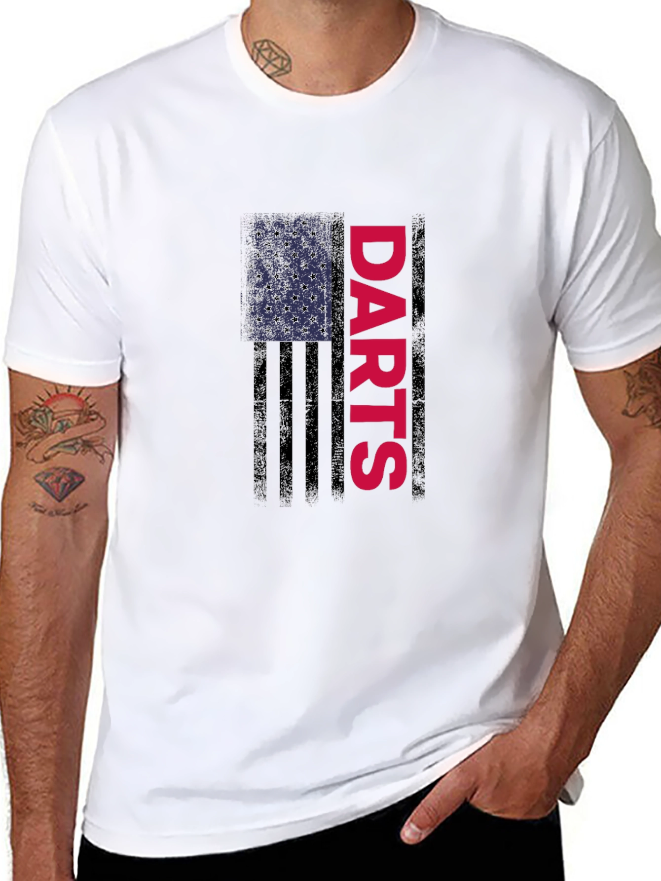 Darts American Flag Graphic T-Shirt - Black