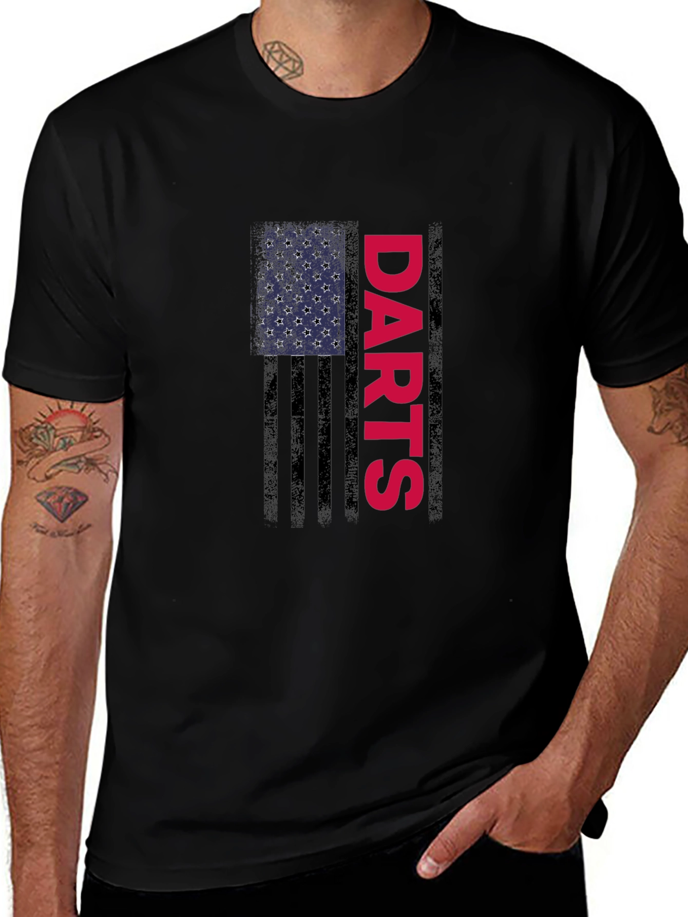 Darts American Flag Graphic T-Shirt - Black