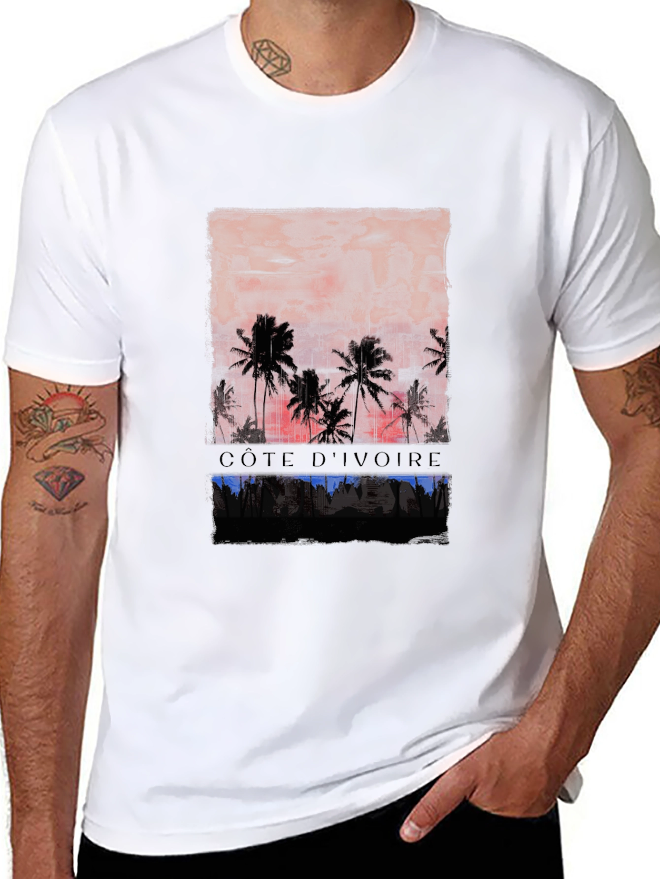 Côte dIvoire Palm Sunset Graphic Tee