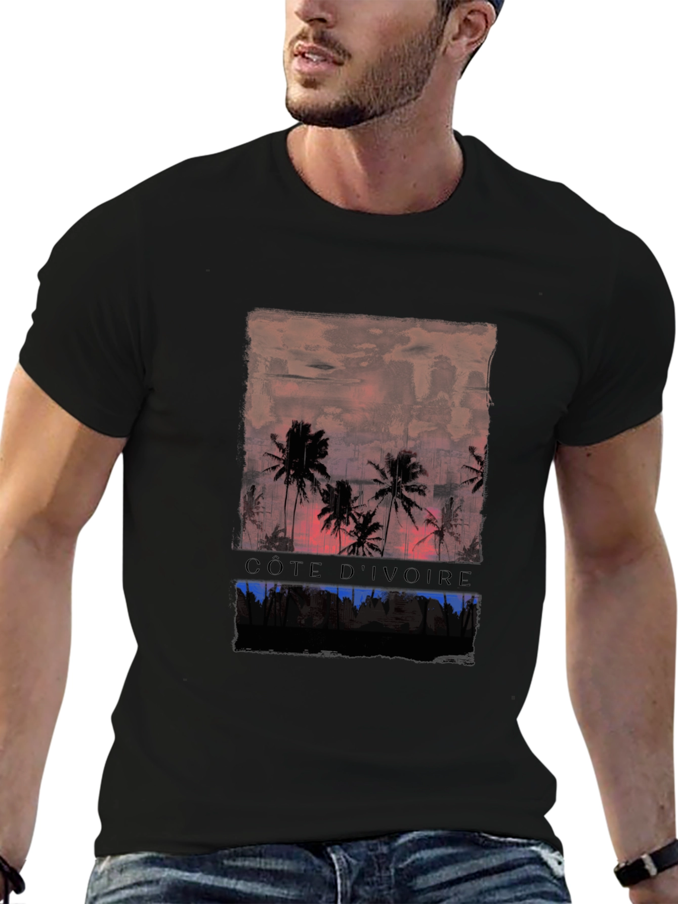 Côte dIvoire Palm Sunset Graphic Tee