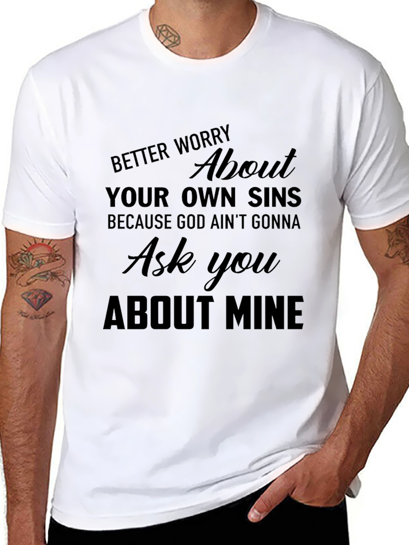Mens Graphic Tee: Worry About Your Own Sins