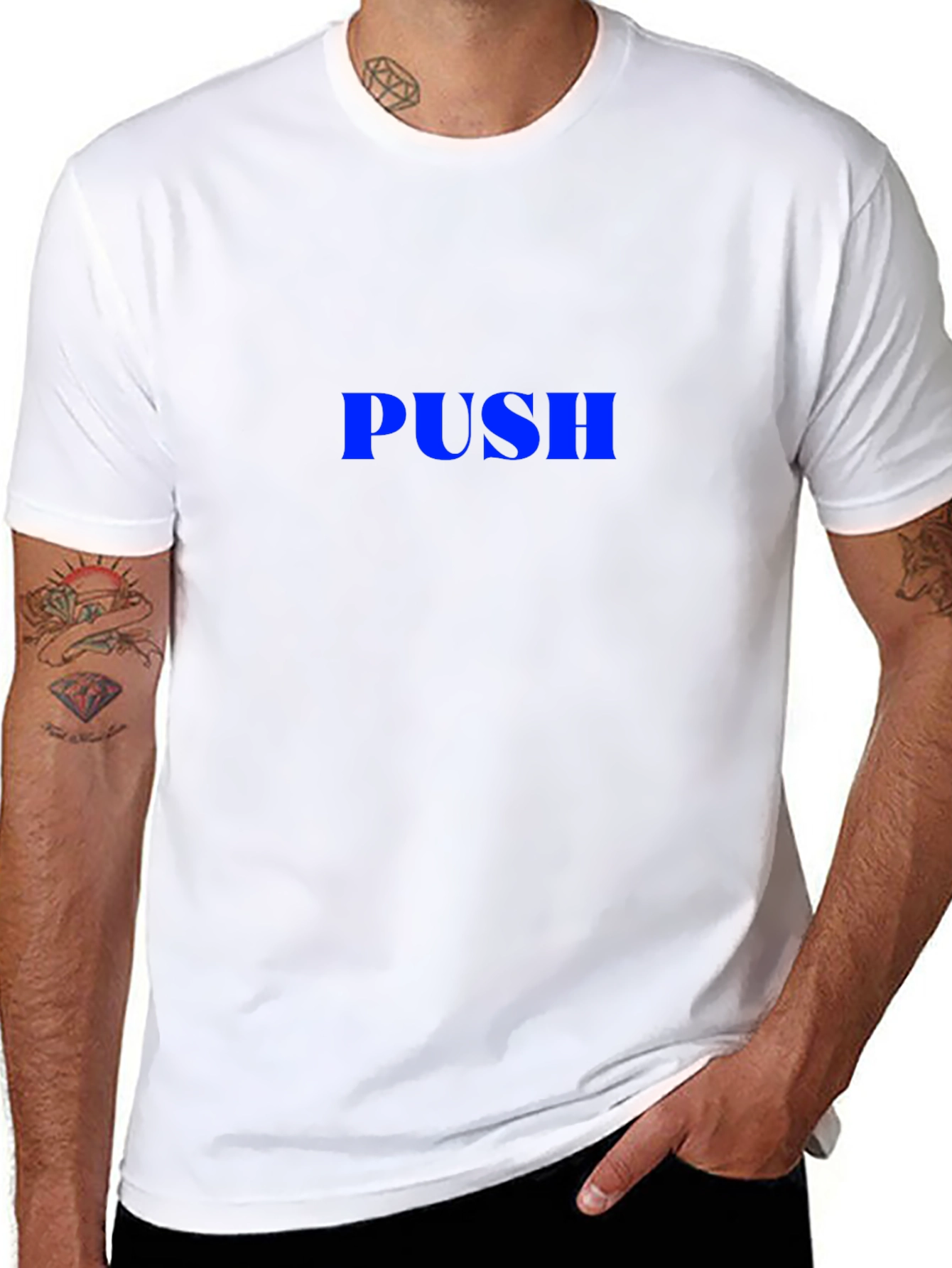 PUSH Graphic Tee - Black Cotton Blend Casual Wear