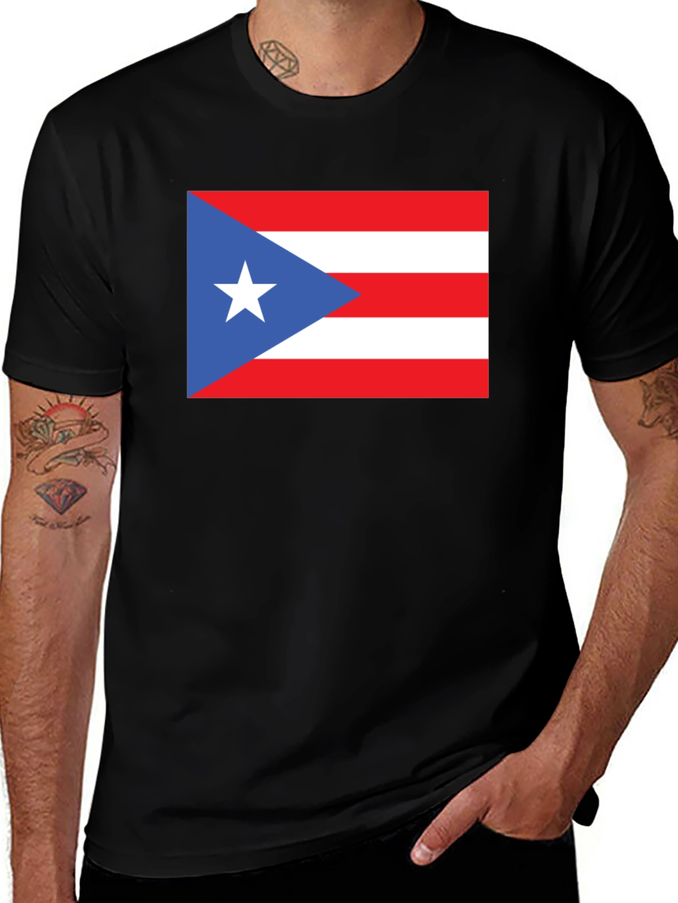 Puerto Rico Flag Graphic Tee - Black