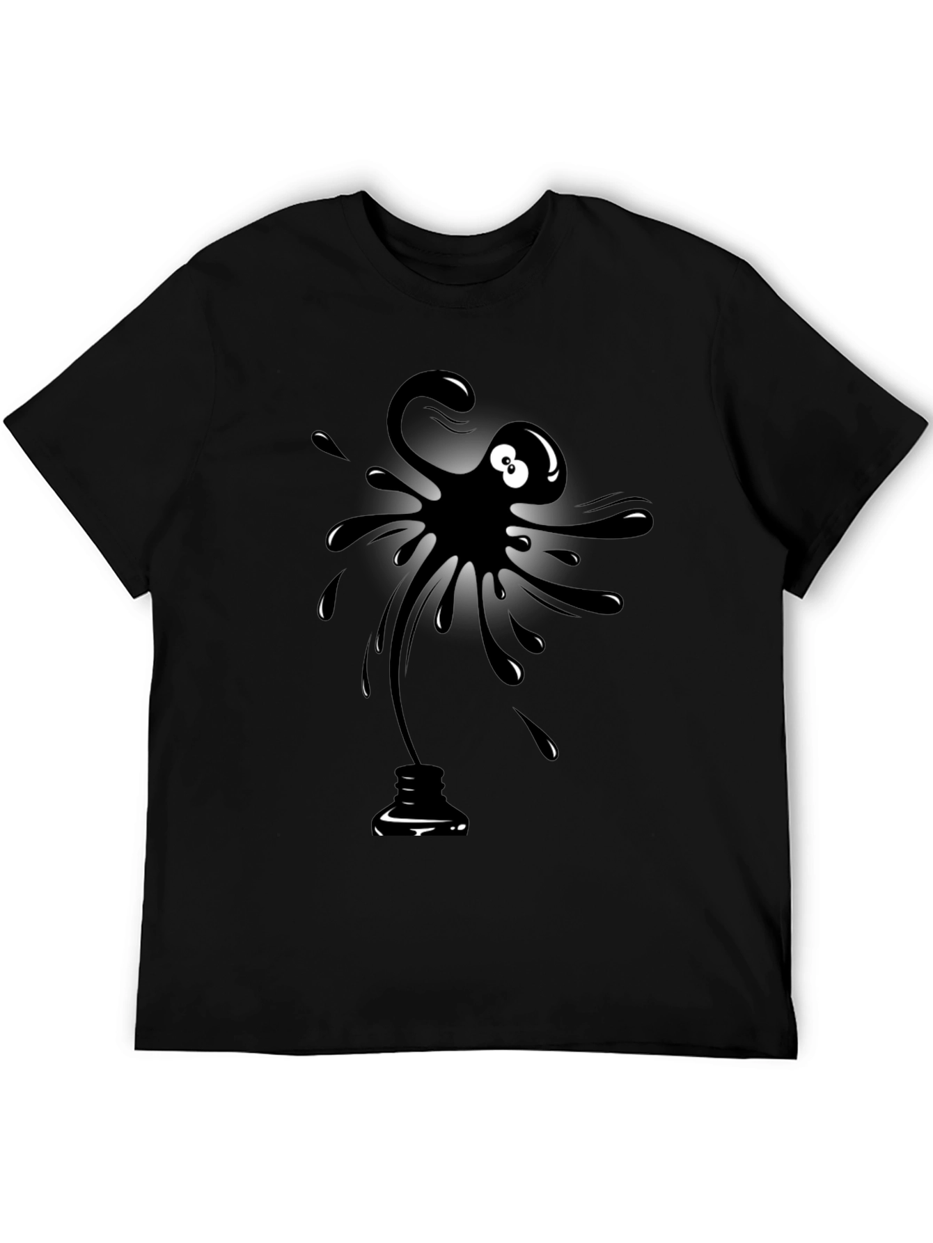 Ink Blot Monster Graphic Tee - Quirky Black T-Shirt