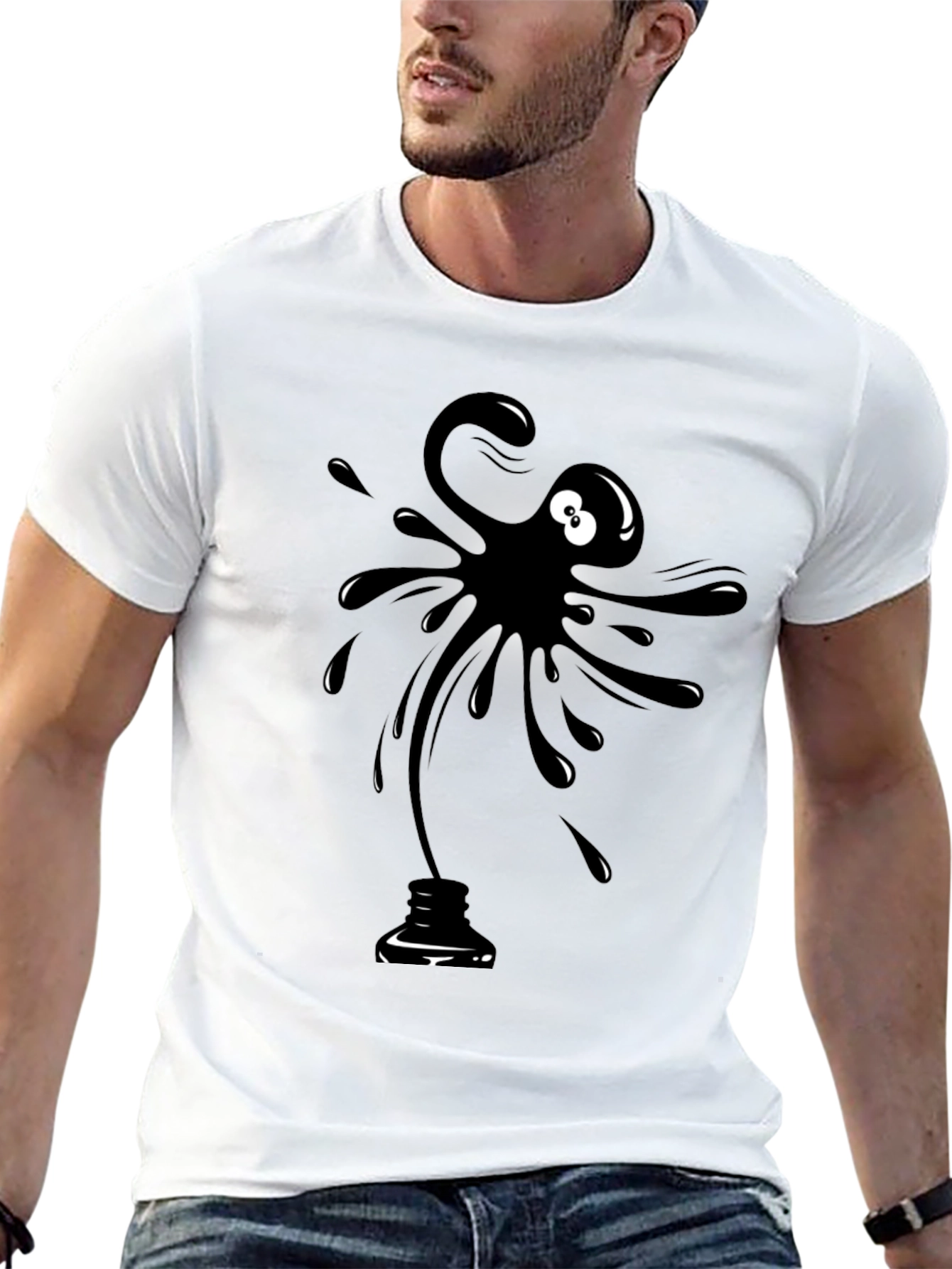 Ink Blot Monster Graphic Tee - Quirky Black T-Shirt