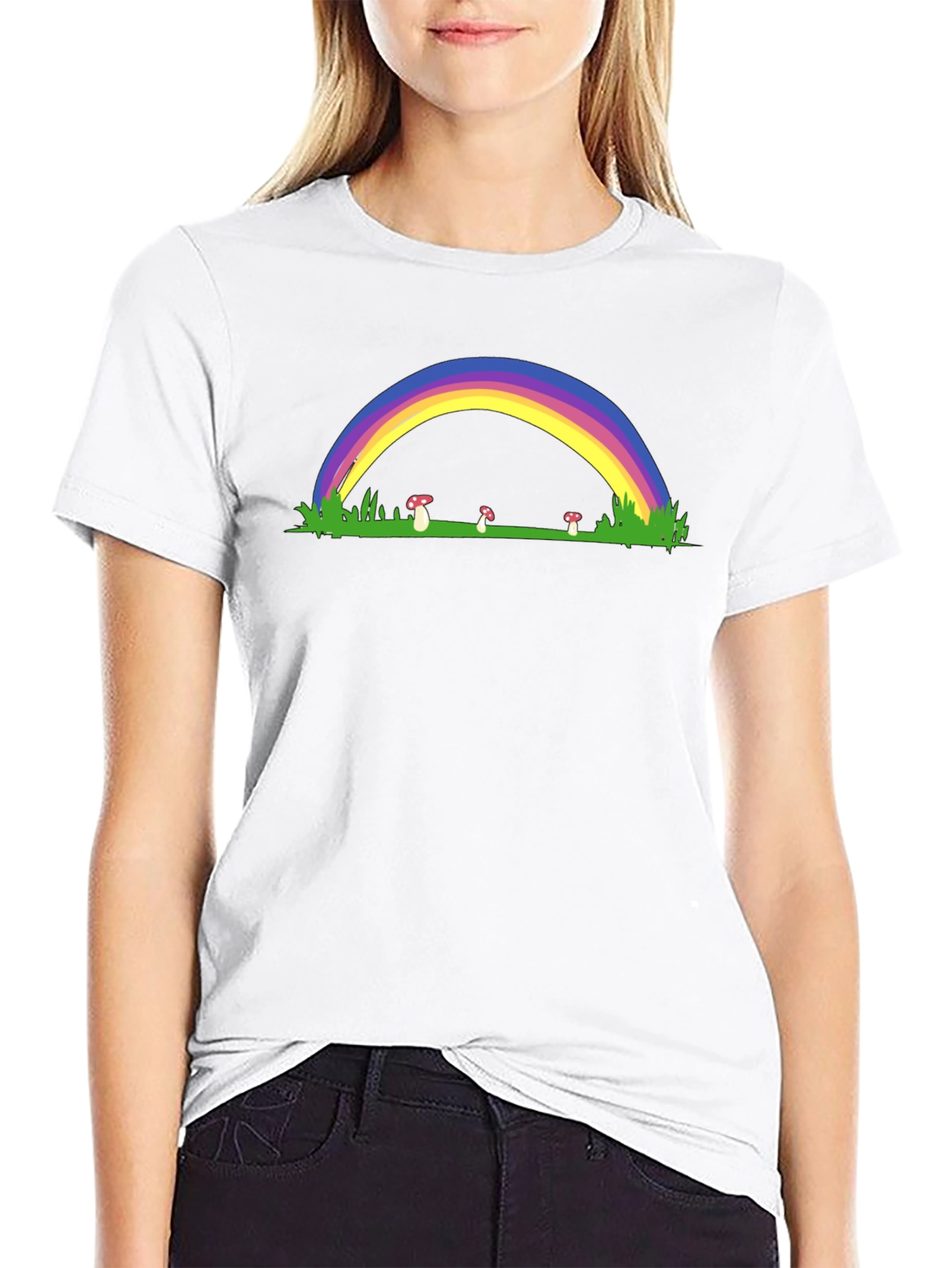 Rainbow Mushroom Black T-Shirt
